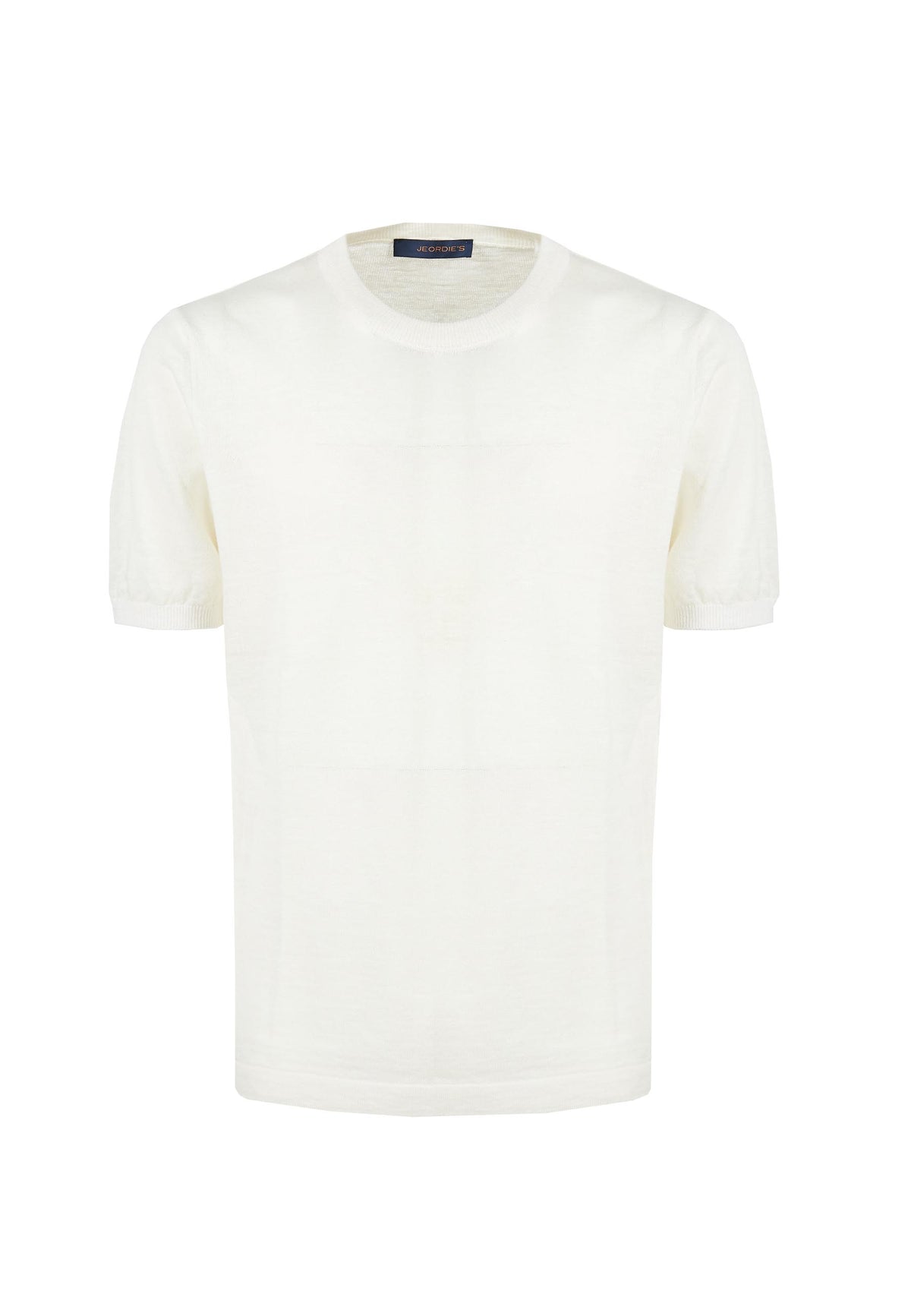 Short Sleeve Linen-Blend Crew Neck Jumper
