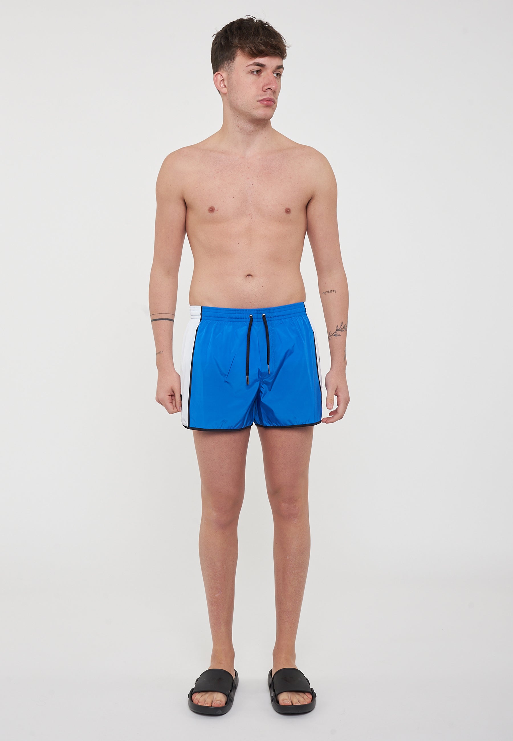 Dsquared2 Boxeur Colour-Block Midi Swim Boxer Blue/White