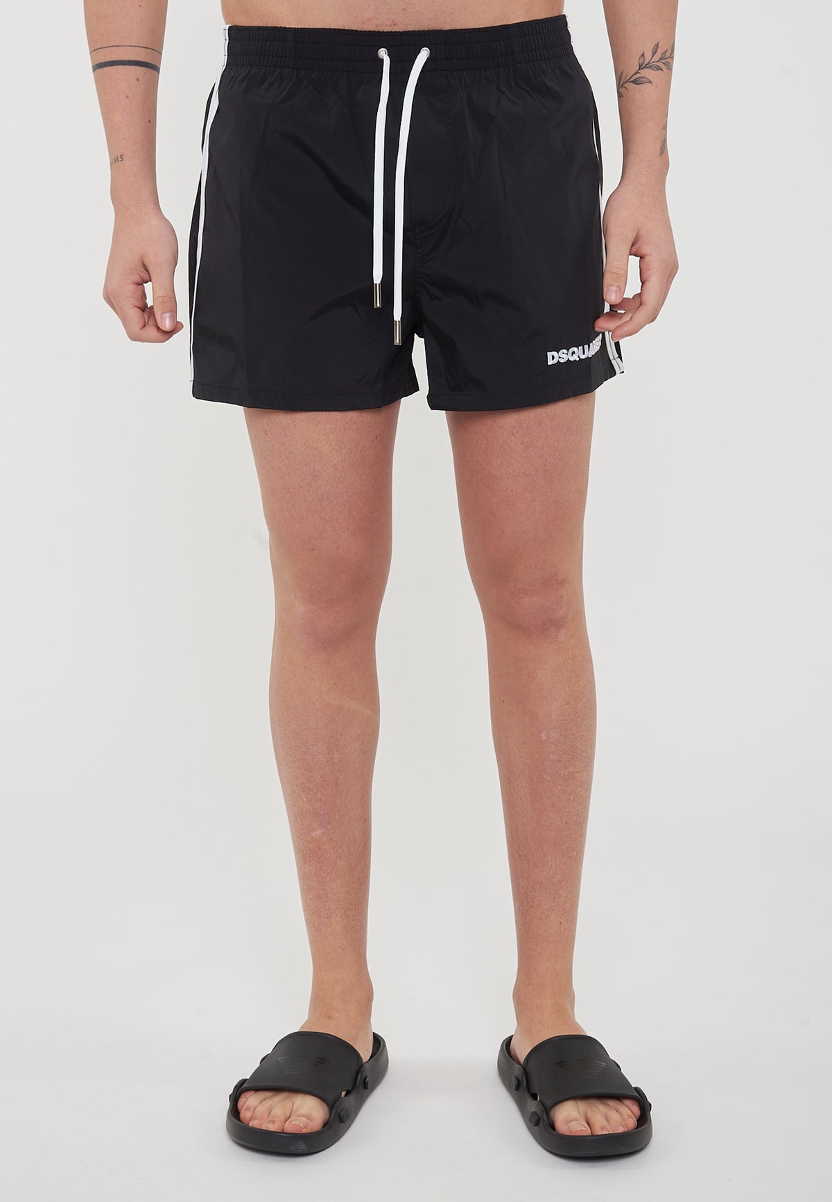 Dsquared2 Boxeur Side Stripe Midi Swim Boxer Black