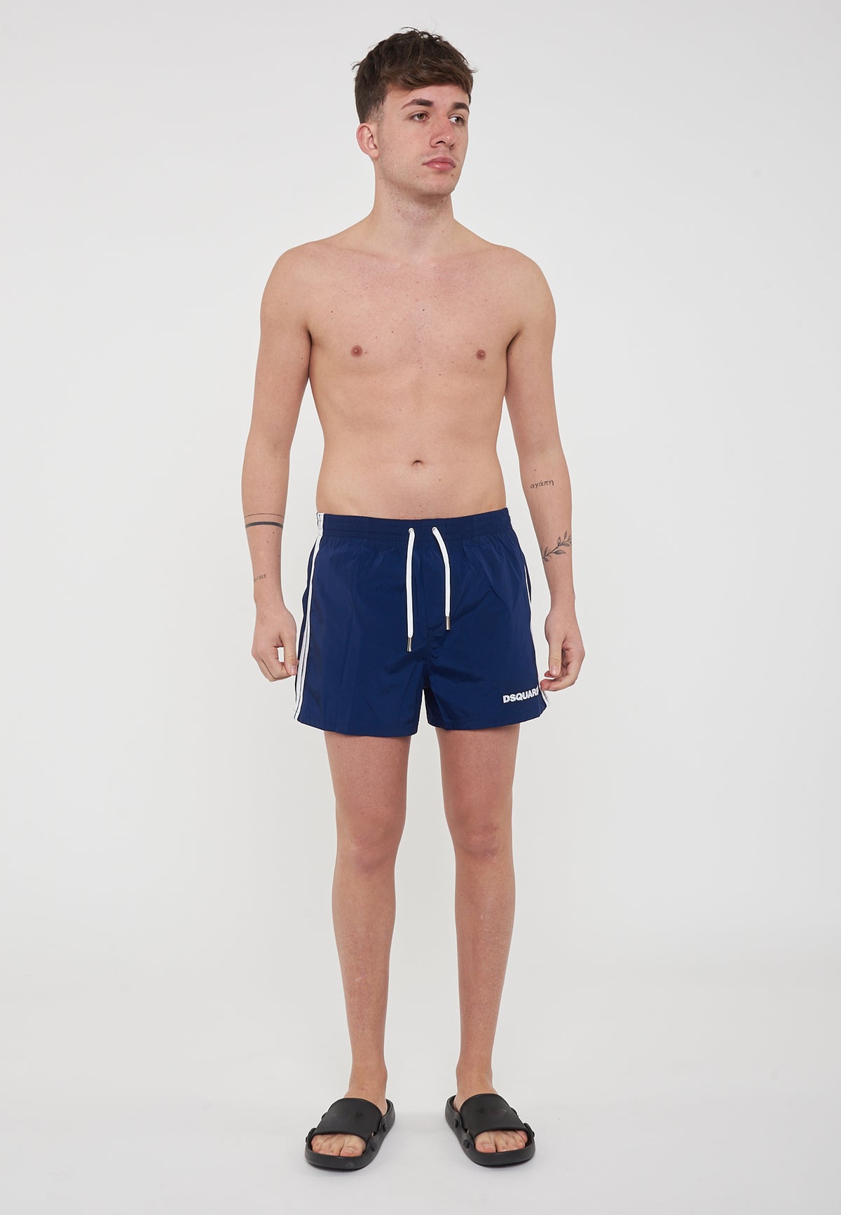 Dsquared2 Boxeur Side Stripe Midi Swim Boxer Navy Blue