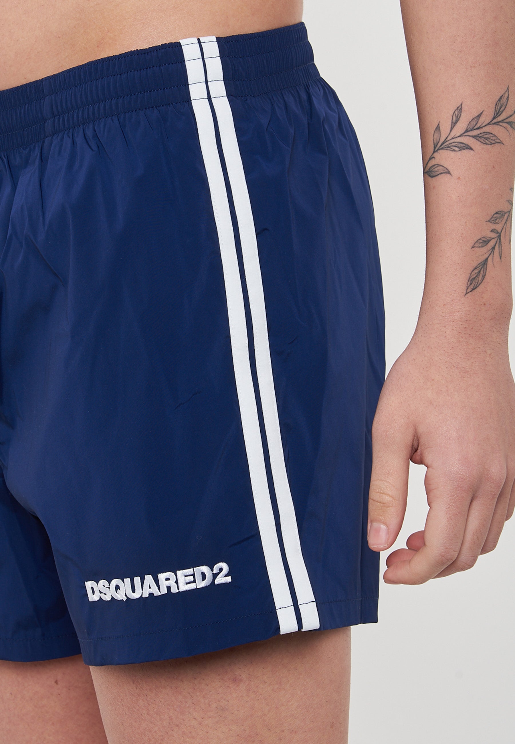 Dsquared2 Boxeur Side Stripe Midi Swim Boxer Navy Blue