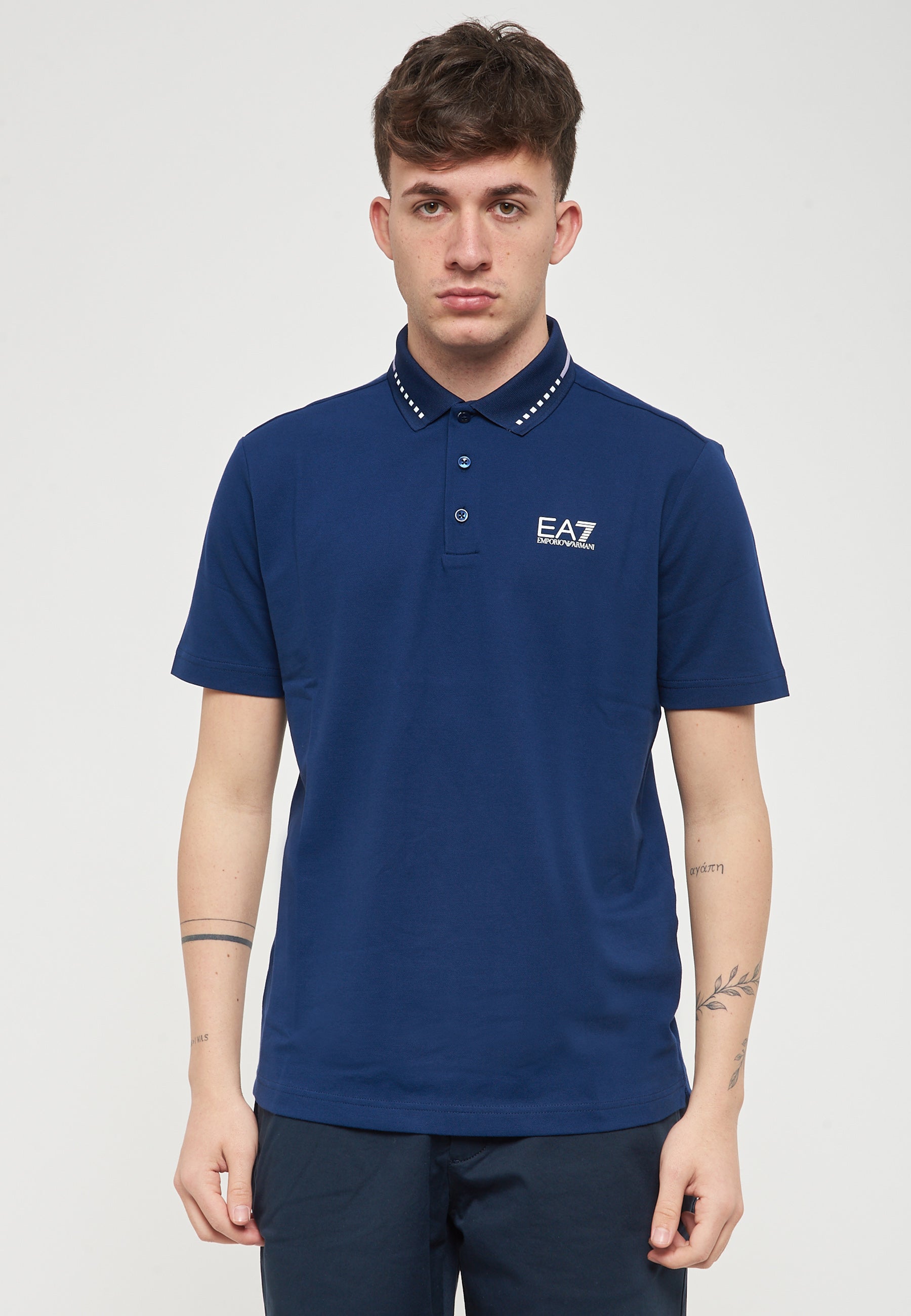 Polo Tennis Club In Piquet Di Cotone Stretch Medieval Blue