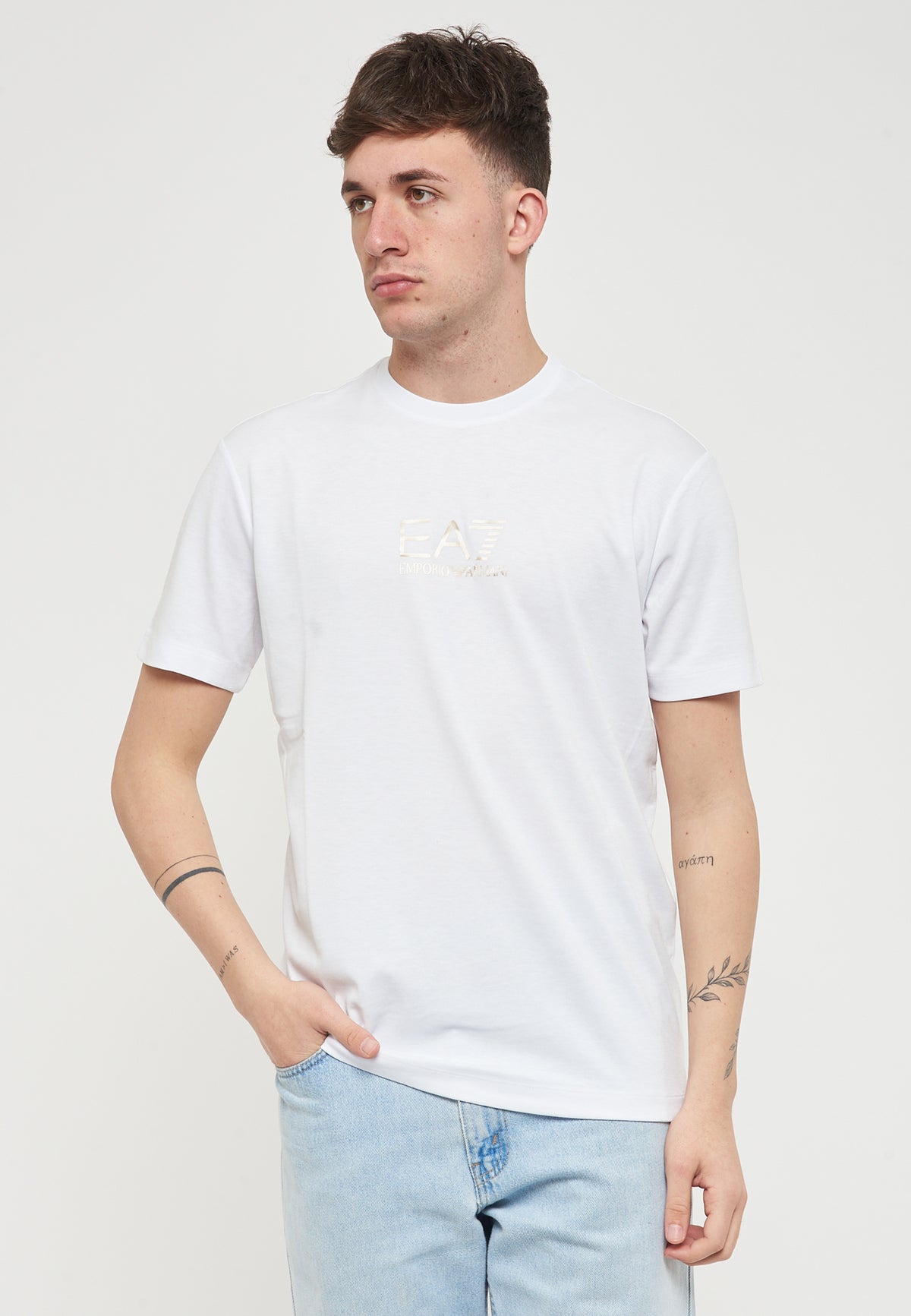 T-Shirt Girocollo Gold Label In Jersey Di Viscosa White