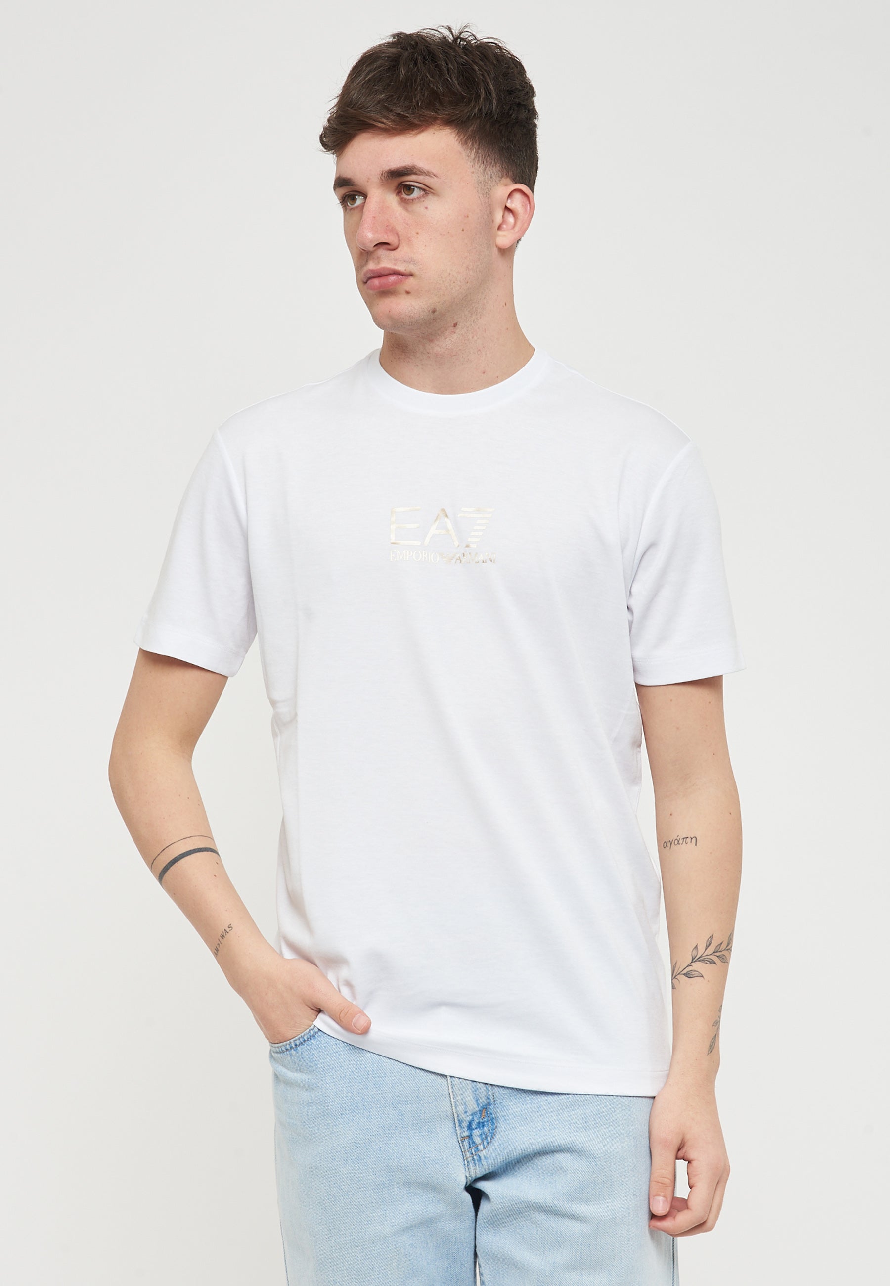 T-Shirt Girocollo Gold Label In Jersey Di Viscosa White