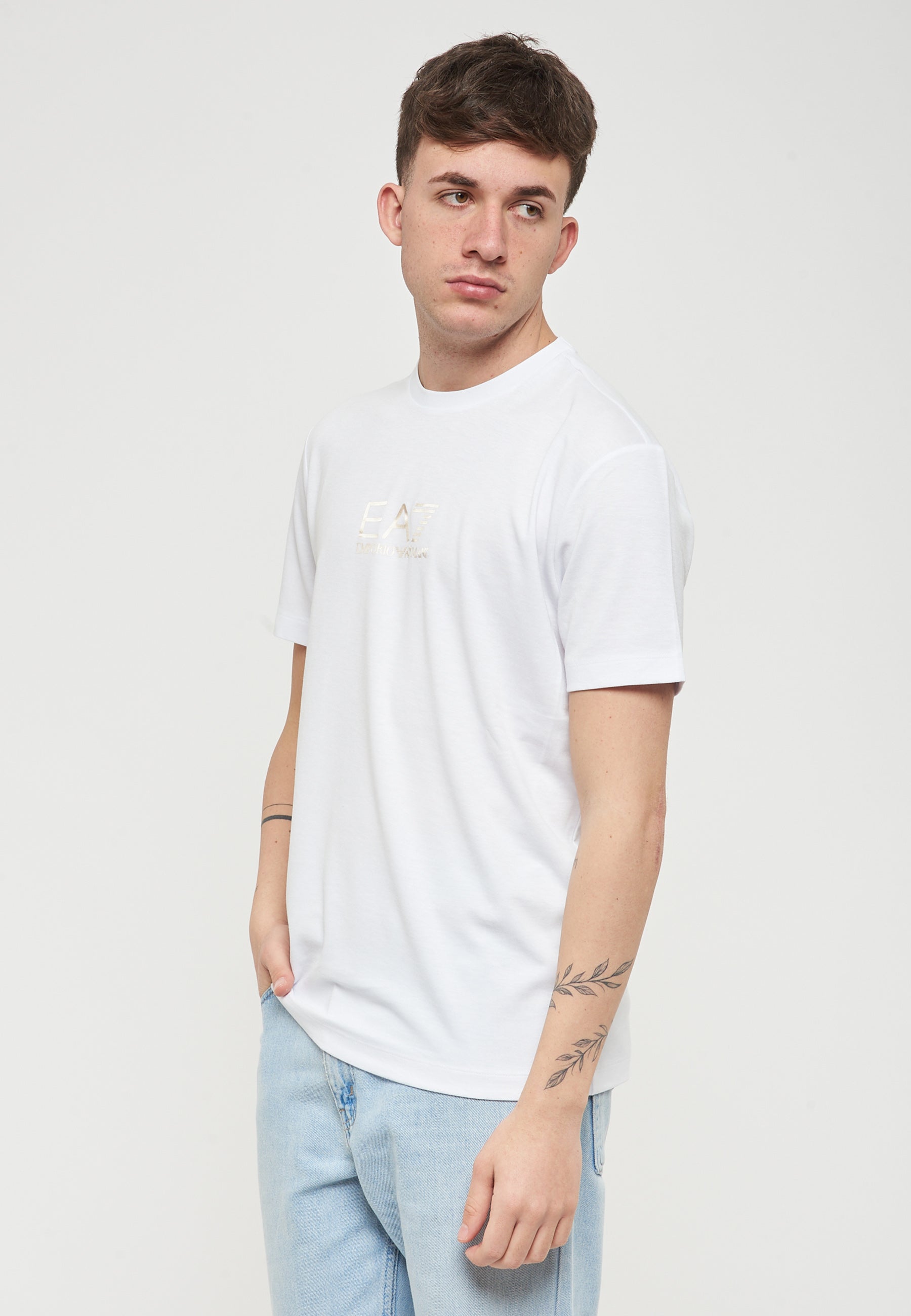 T-Shirt Girocollo Gold Label In Jersey Di Viscosa White