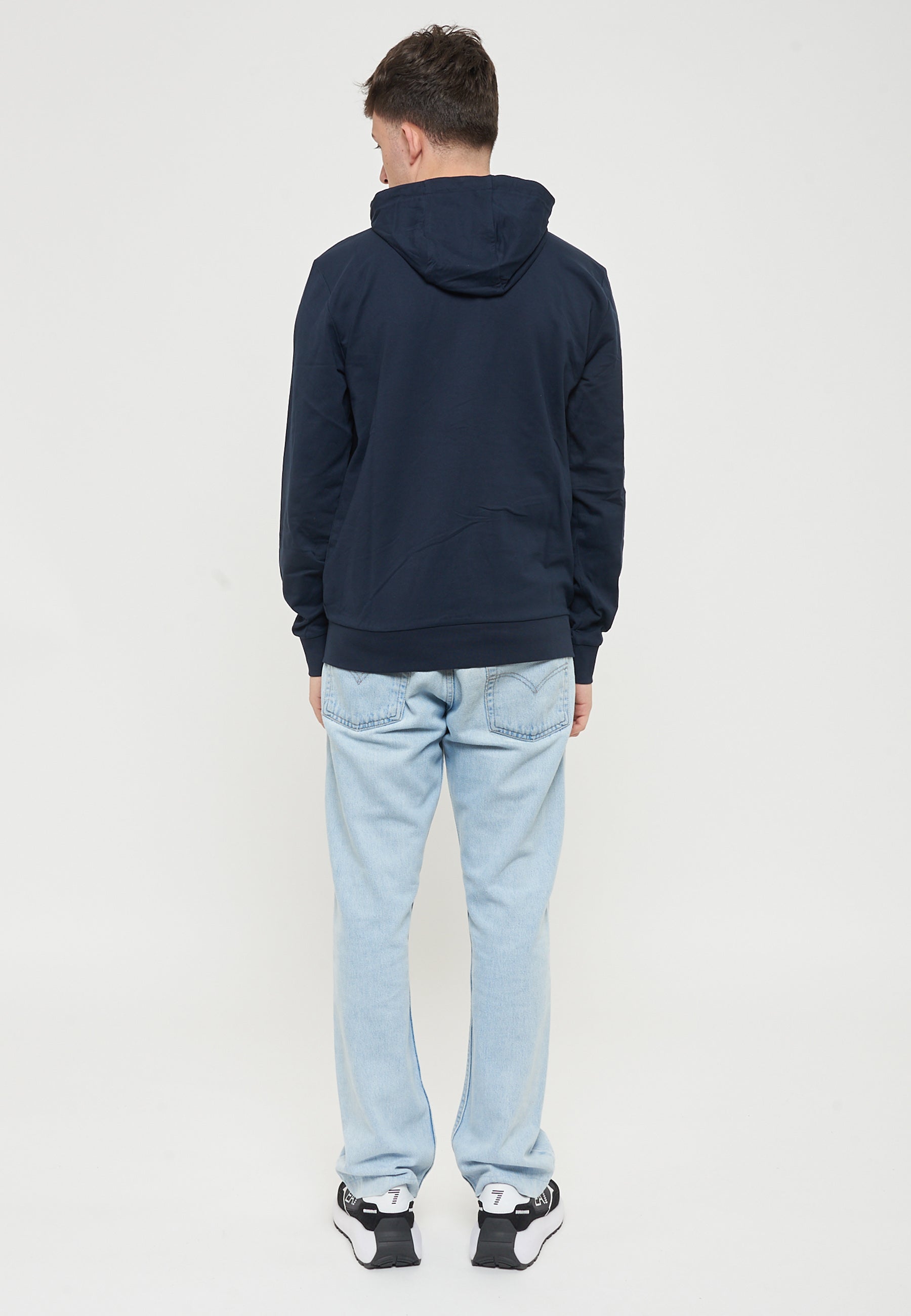Felpa Con Cappuccio Logo Series In Cotone Blue
