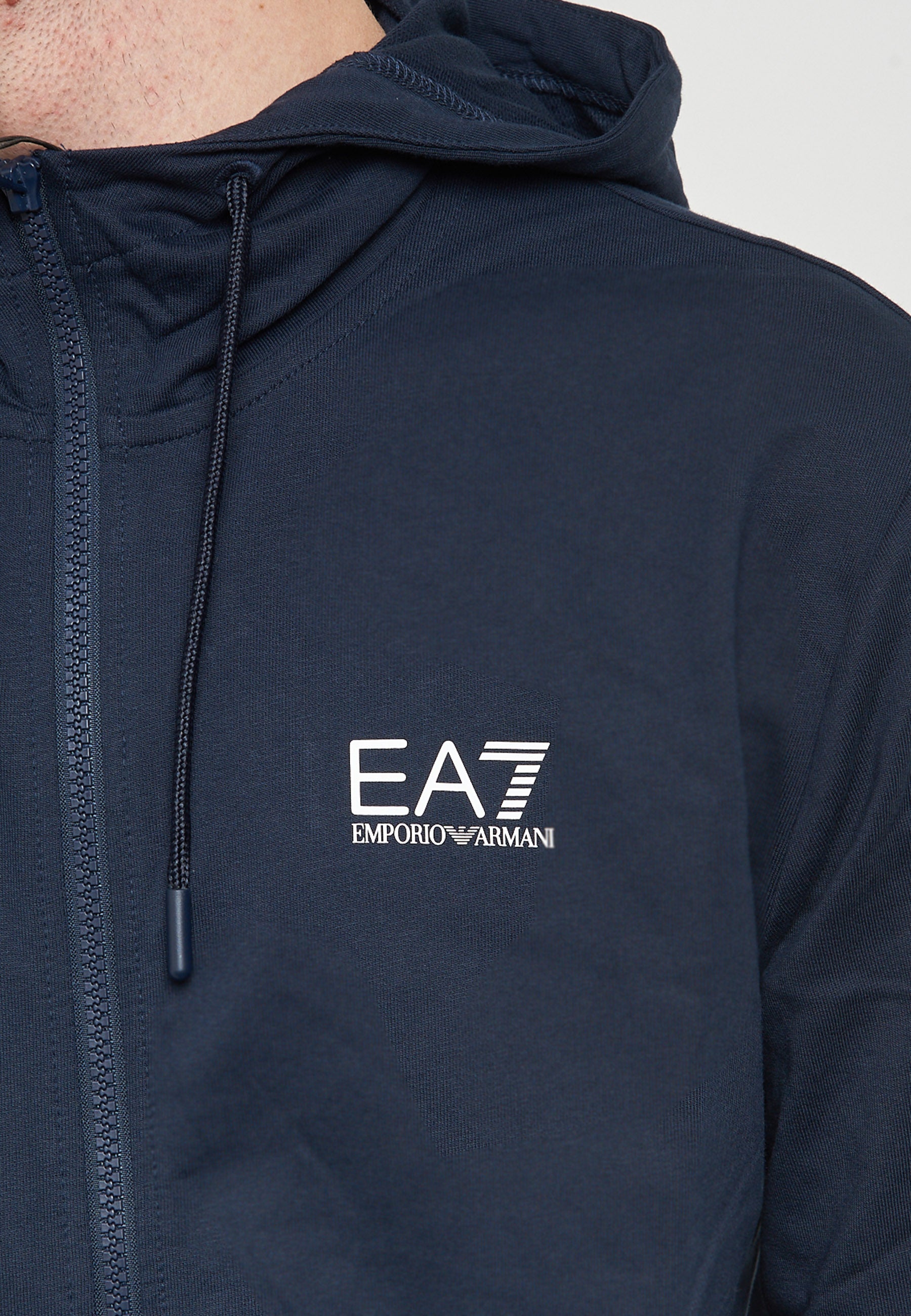 Felpa Con Cappuccio Logo Series In Cotone Blue
