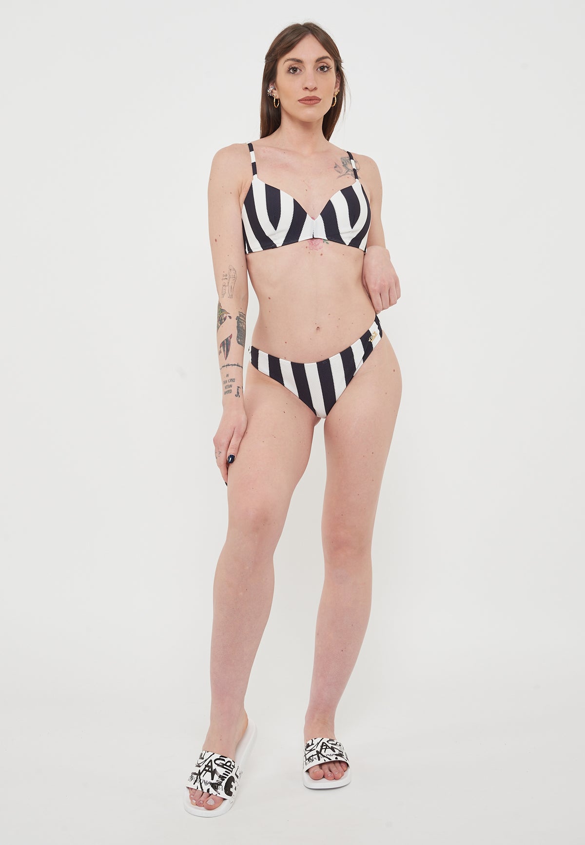 Costume Donna Ea7 Emporio Armani In Tessuto Strech Blue White