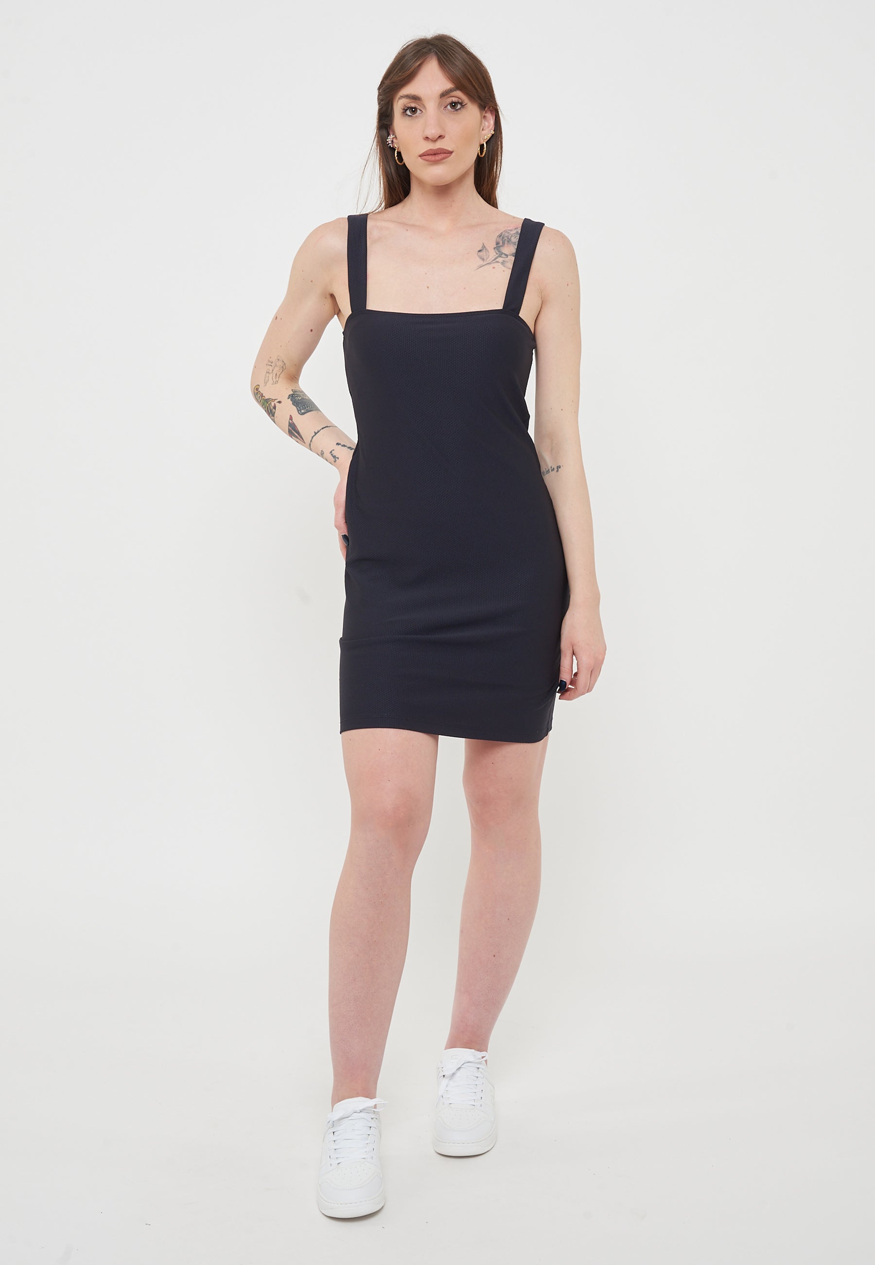 Abito Corto In Tessuto Tecnico Stretch Blue