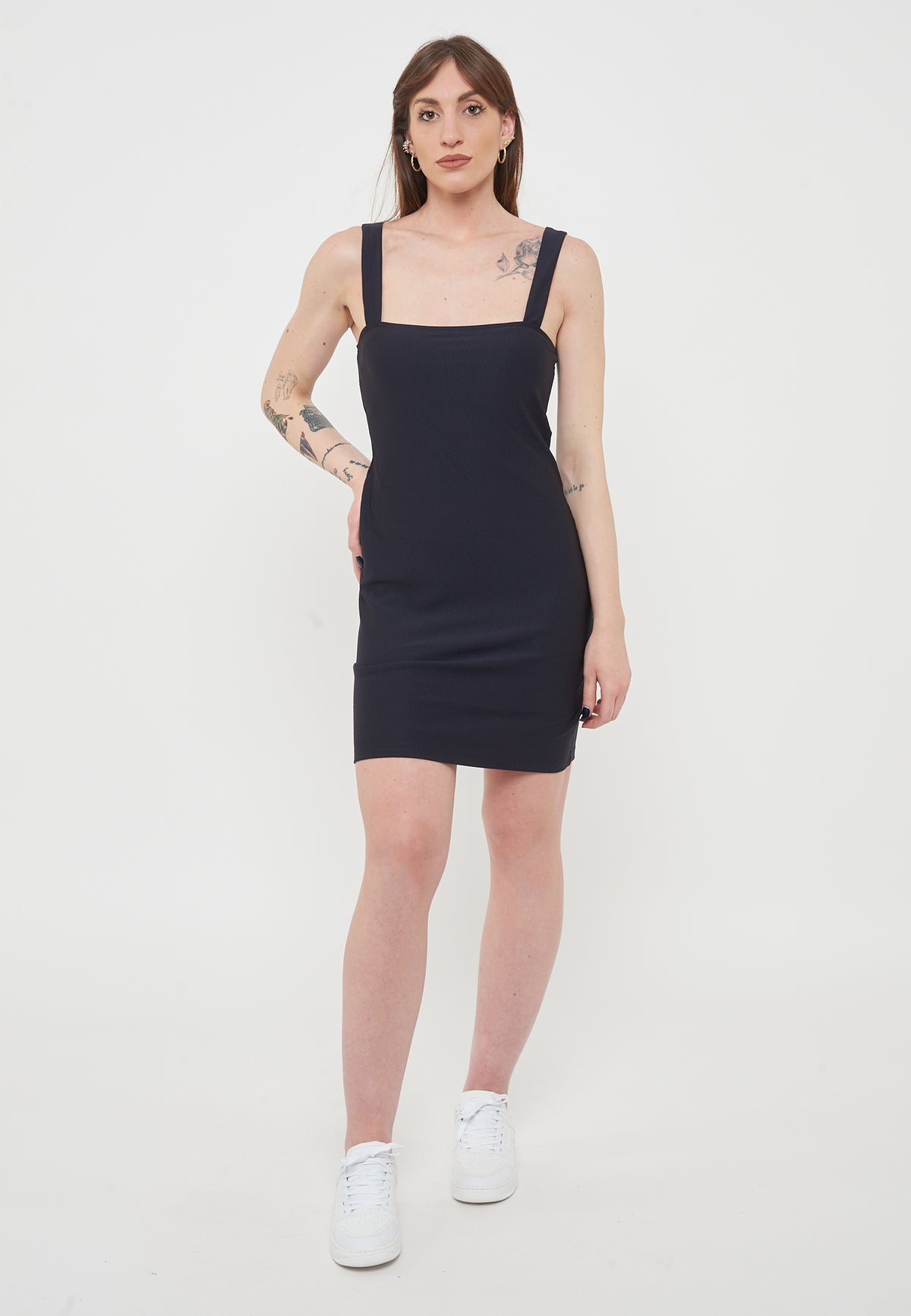 Abito Corto In Tessuto Tecnico Stretch Blue