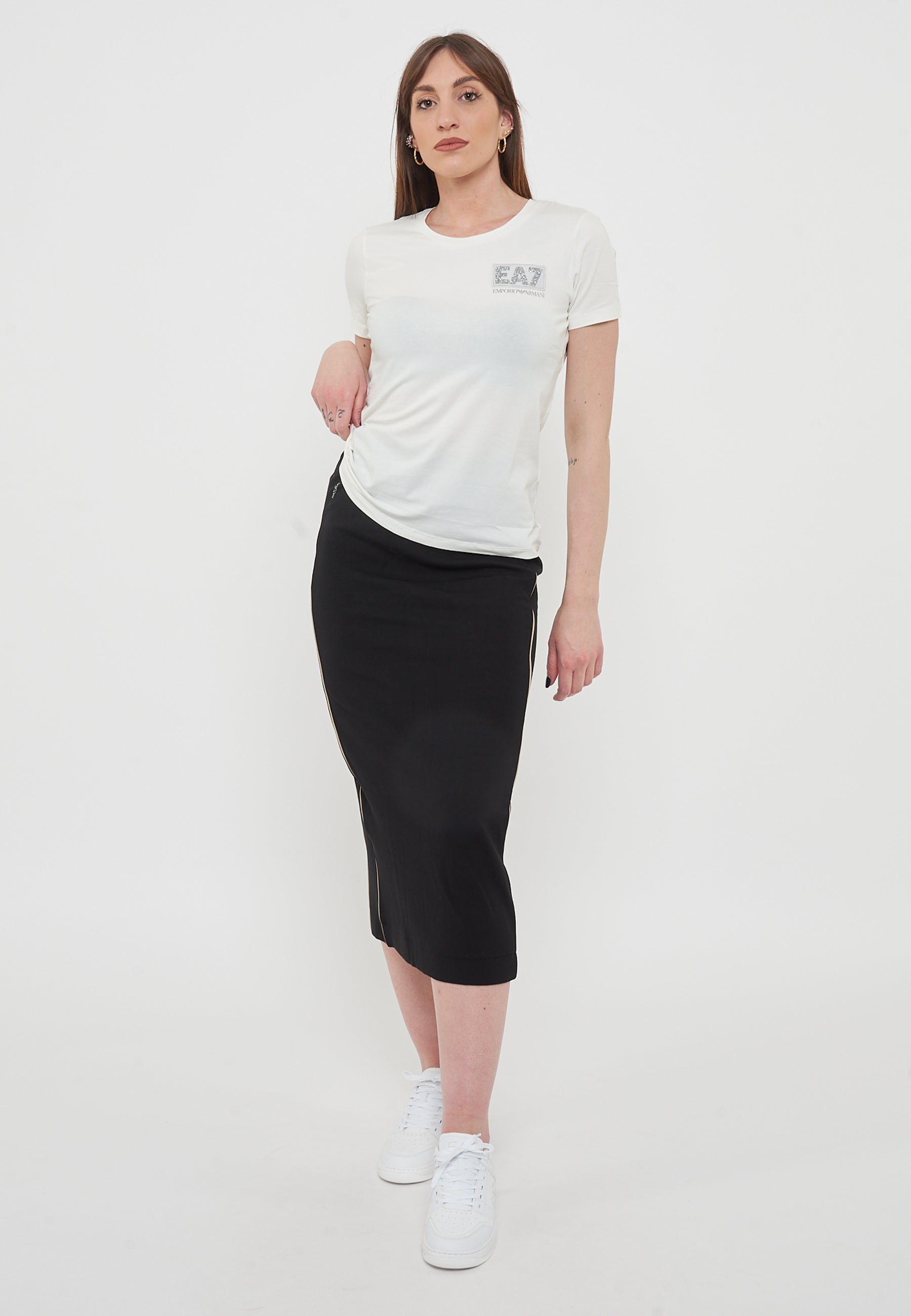 T-Shirt Girocollo Ea7 Emporio Armani Donna Star White