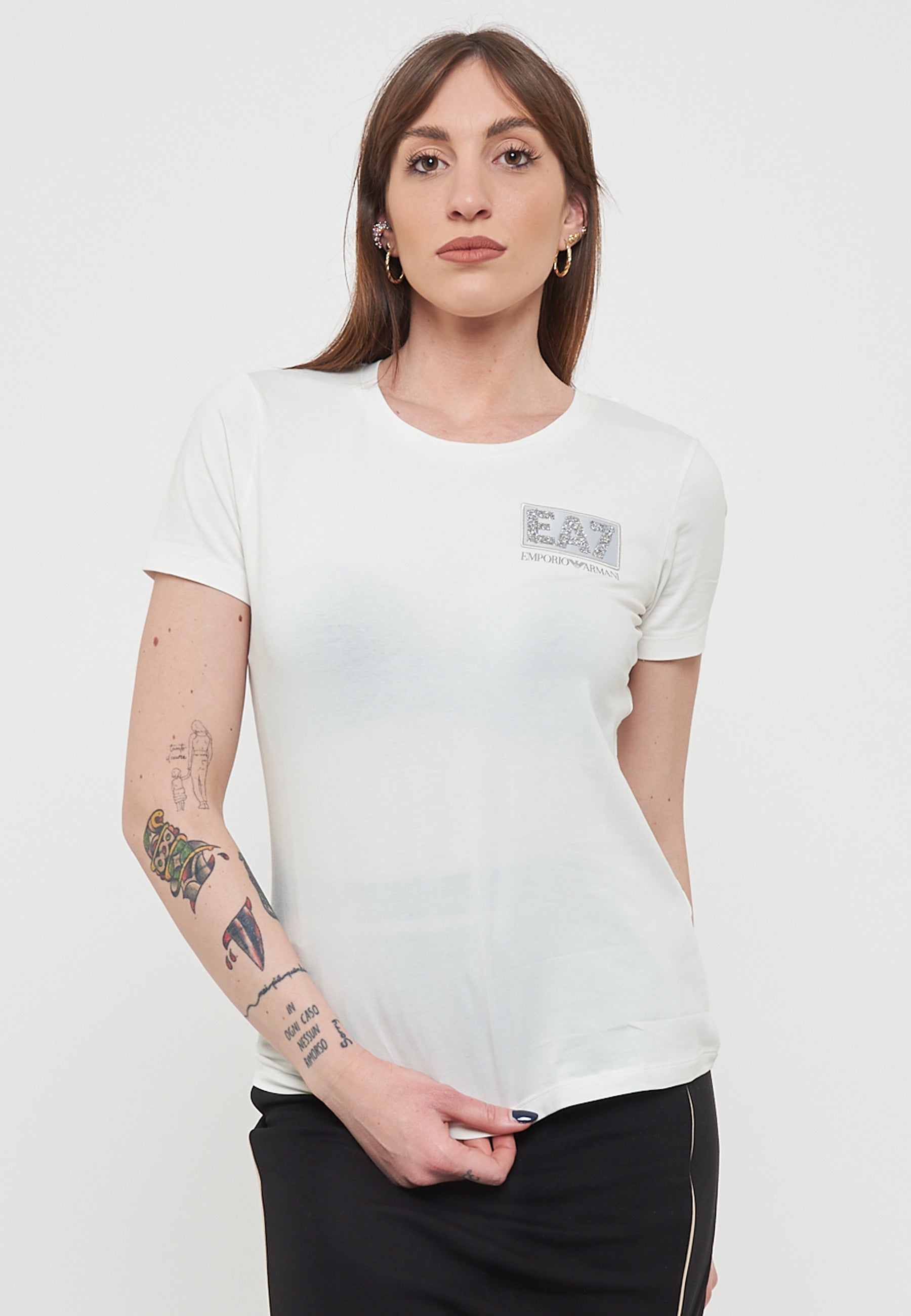 T-Shirt Girocollo Ea7 Emporio Armani Donna Star White