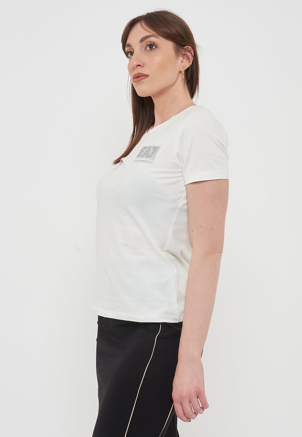 T-Shirt Girocollo Ea7 Emporio Armani Donna Star White