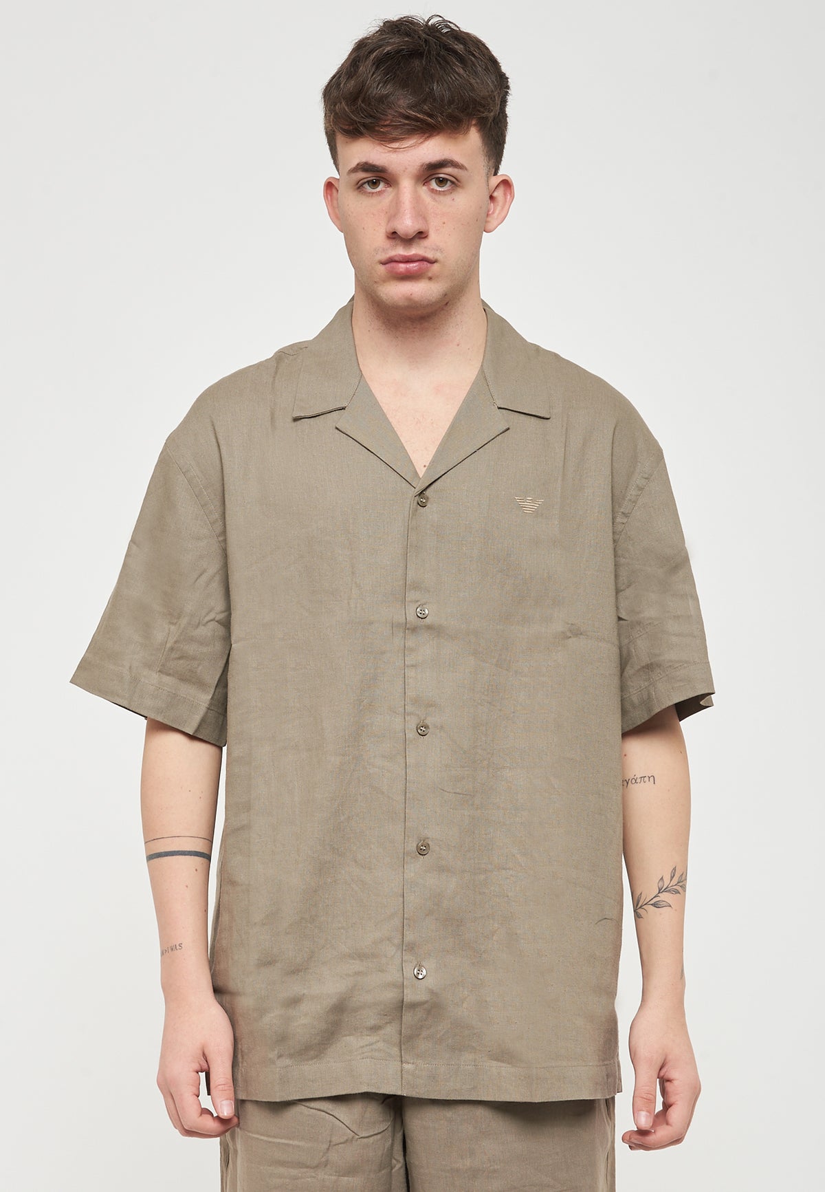 Camicia beachwear in misto lino Walnut