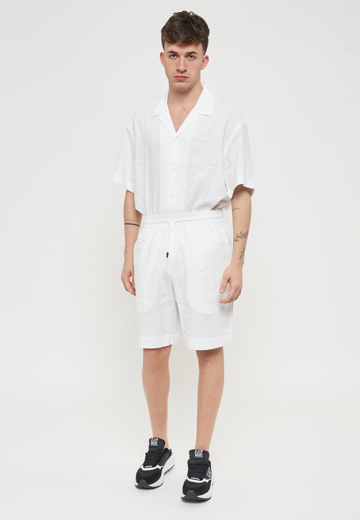 Bermuda beachwear in misto lino White