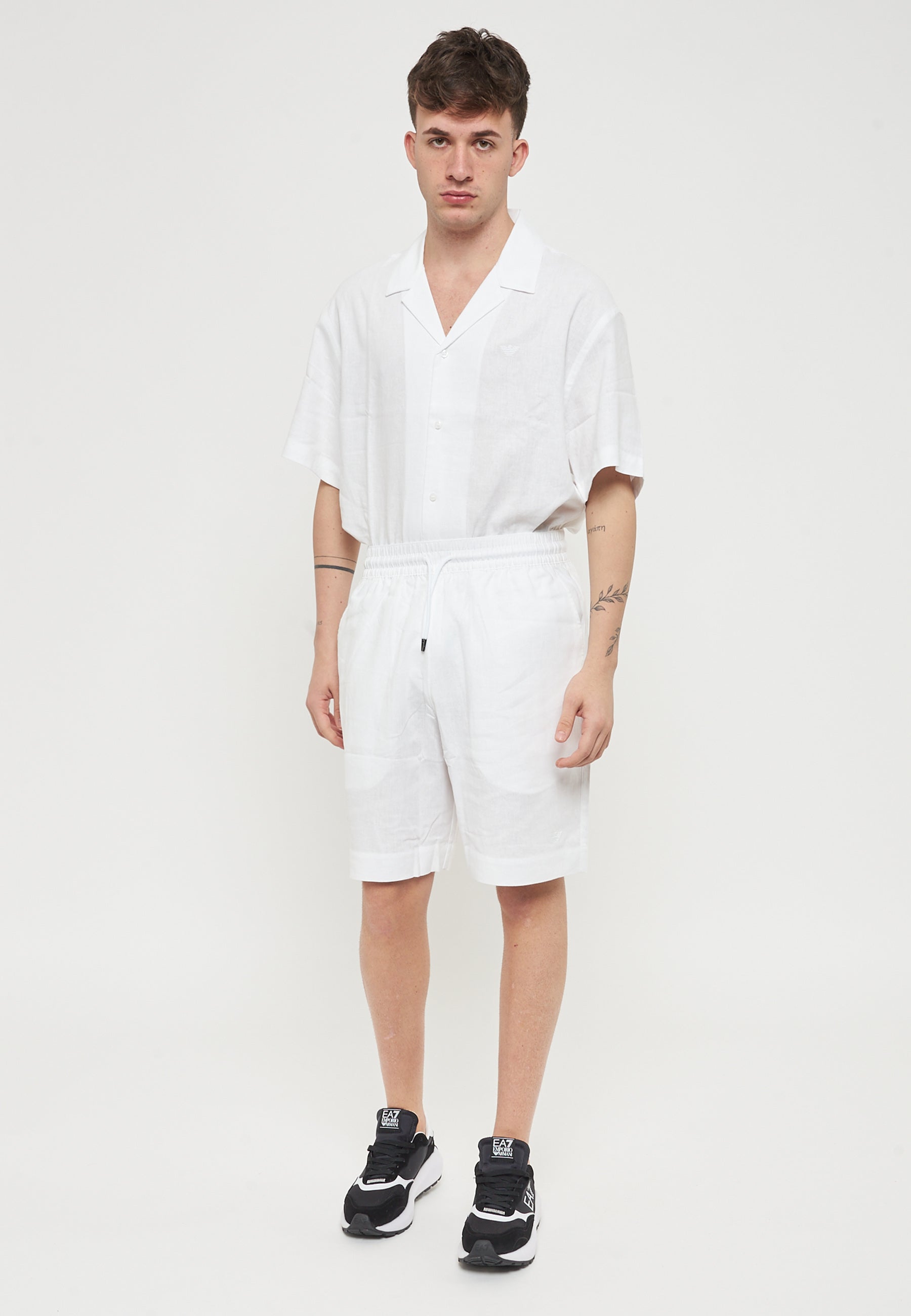Bermuda beachwear in misto lino White