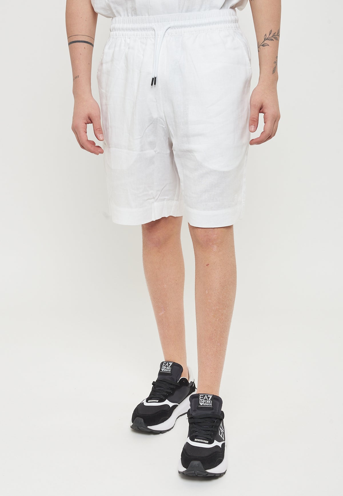 Bermuda beachwear in misto lino White