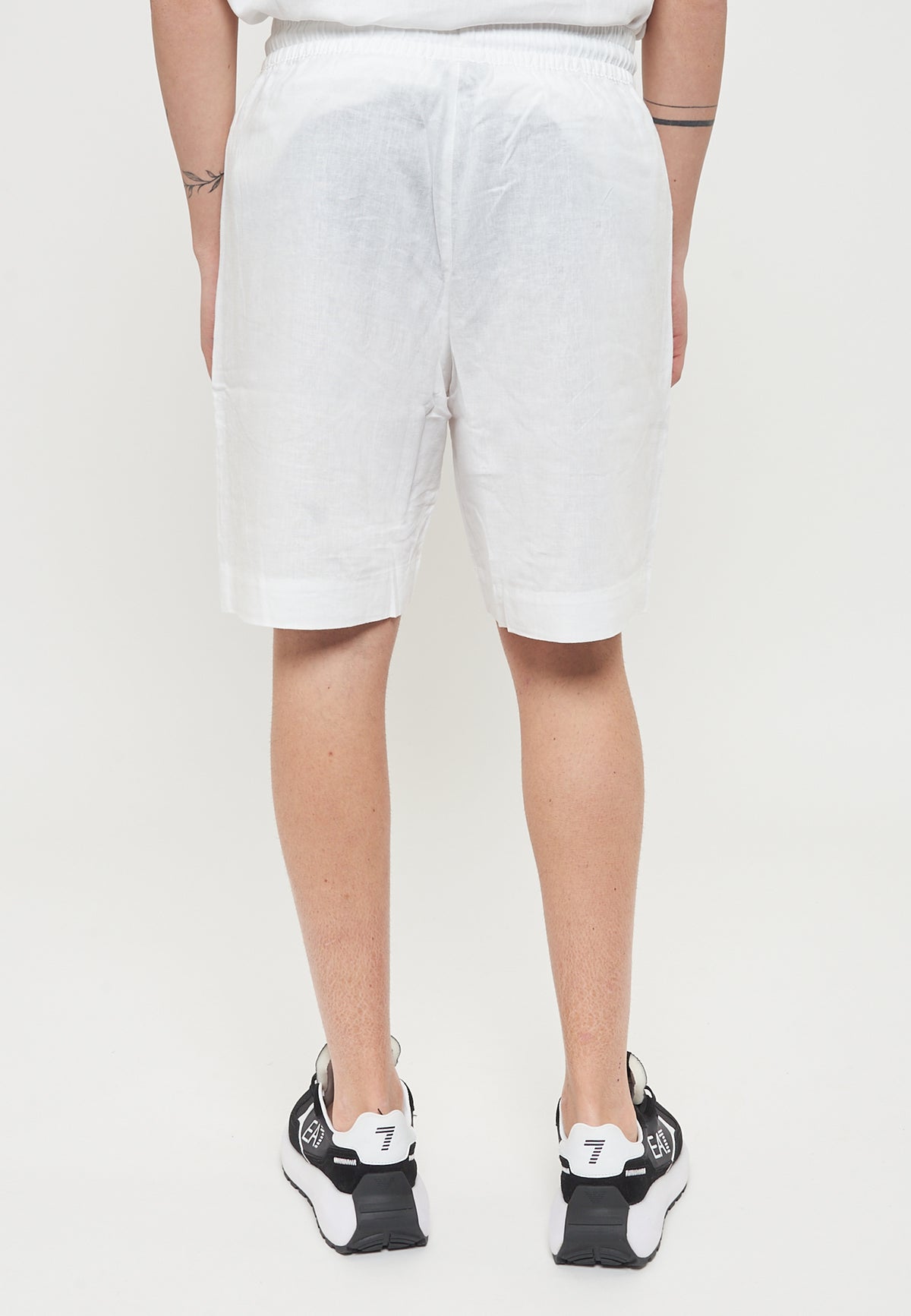 Bermuda beachwear in misto lino White