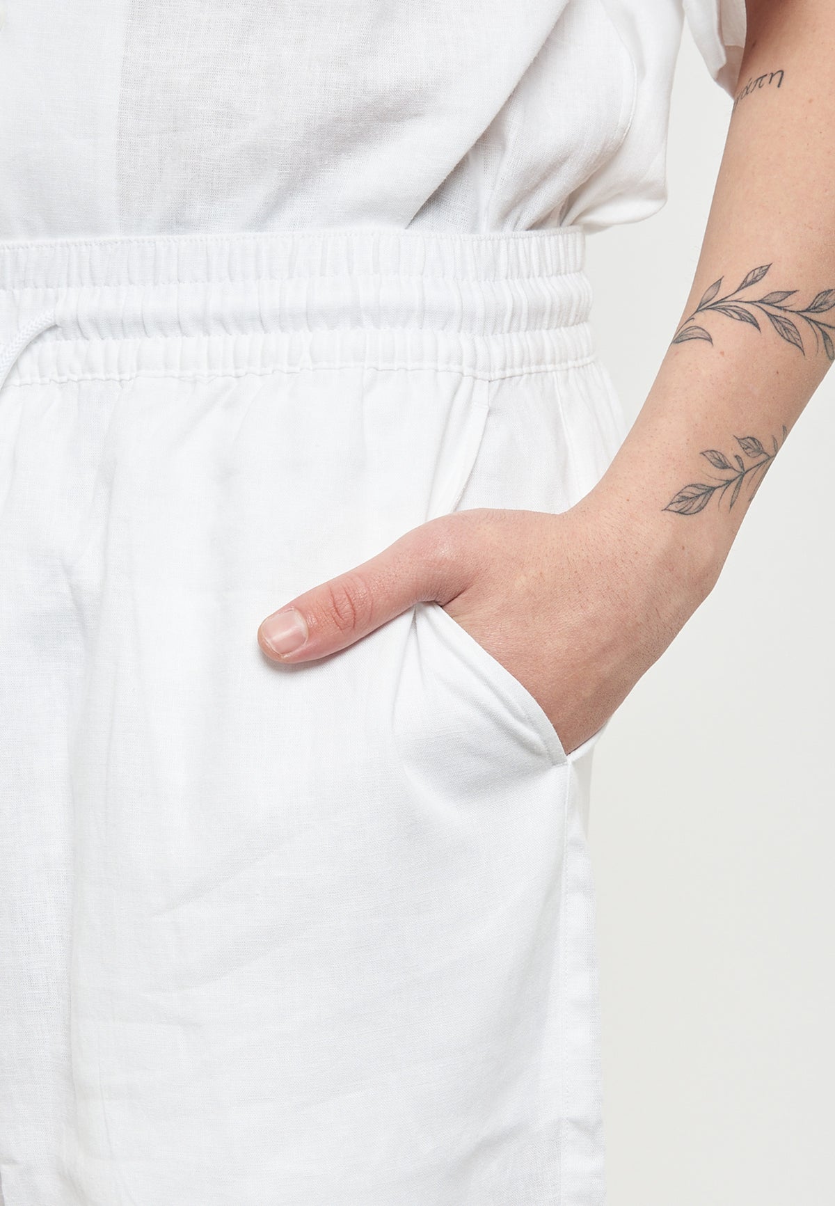 Bermuda beachwear in misto lino White