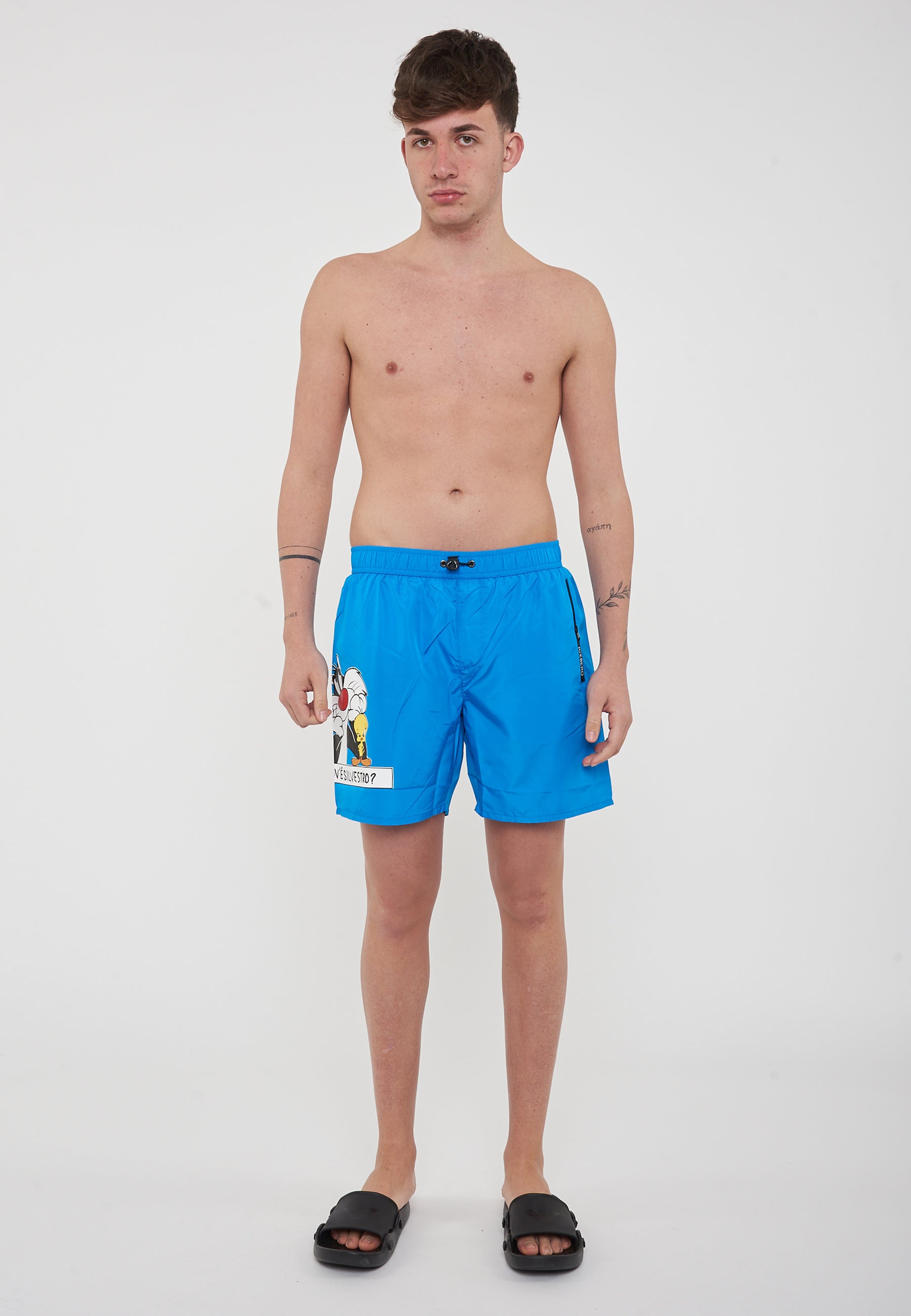 Boxer Uomo da Bagno Con Stampa Cartoon Azure