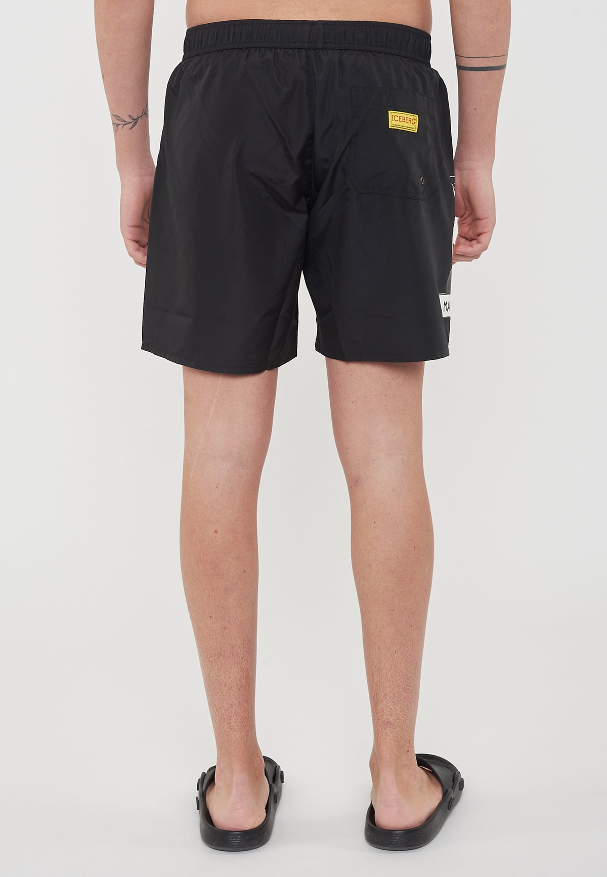 Men's Swim Trunks with Cartoon Print Black