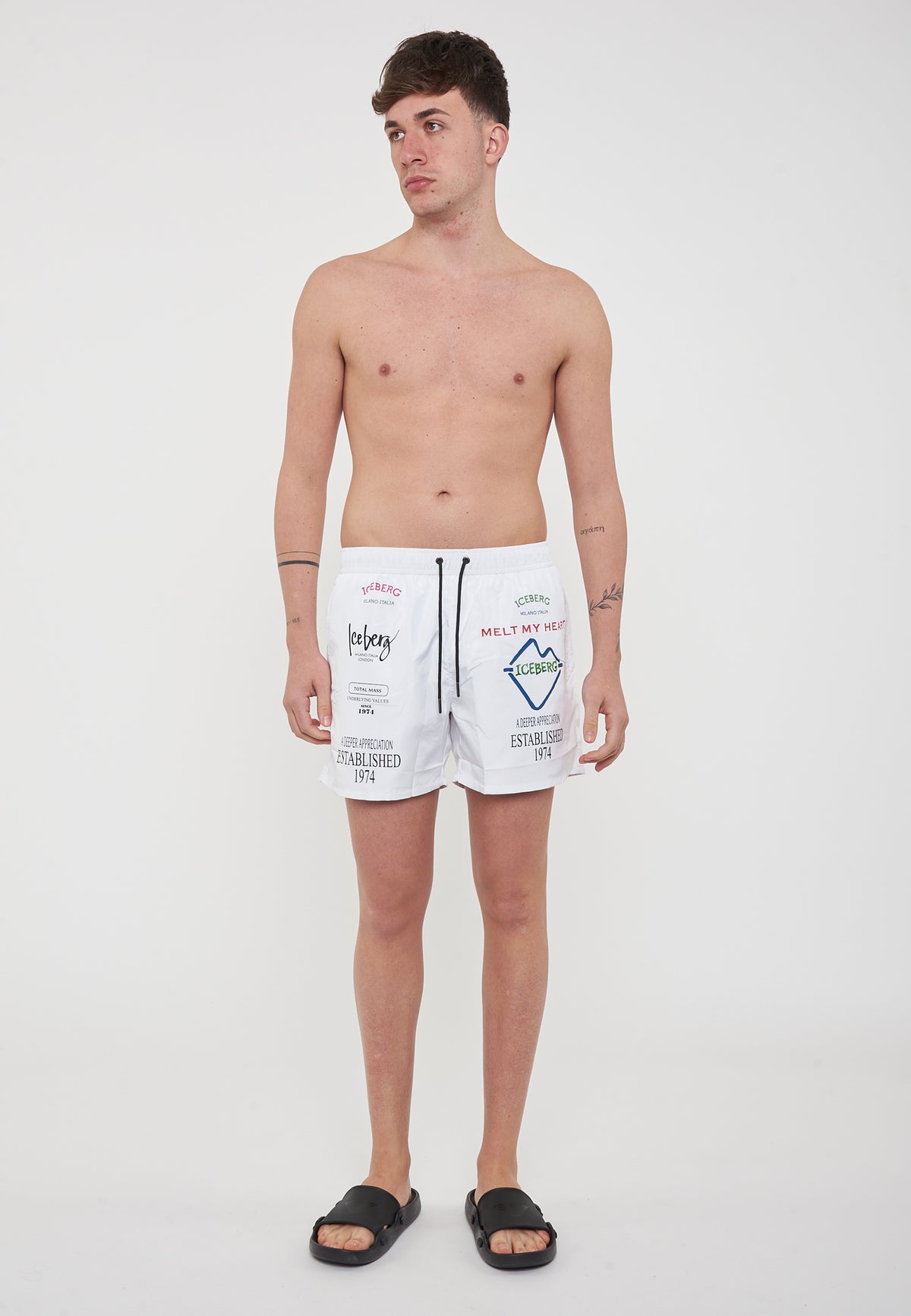 Boxer Uomo da Bagno Con Stampa White