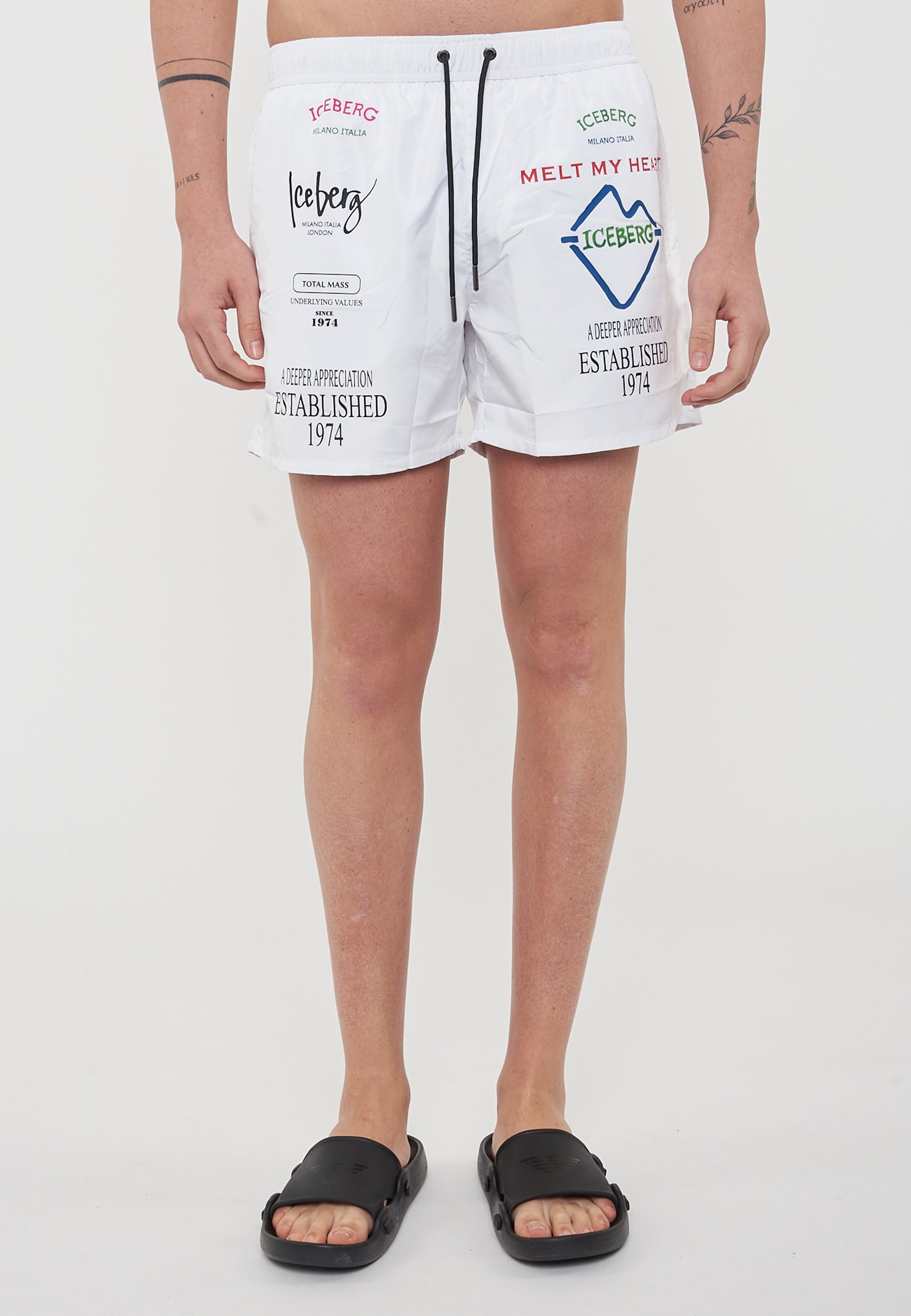 Boxer Uomo da Bagno Con Stampa White