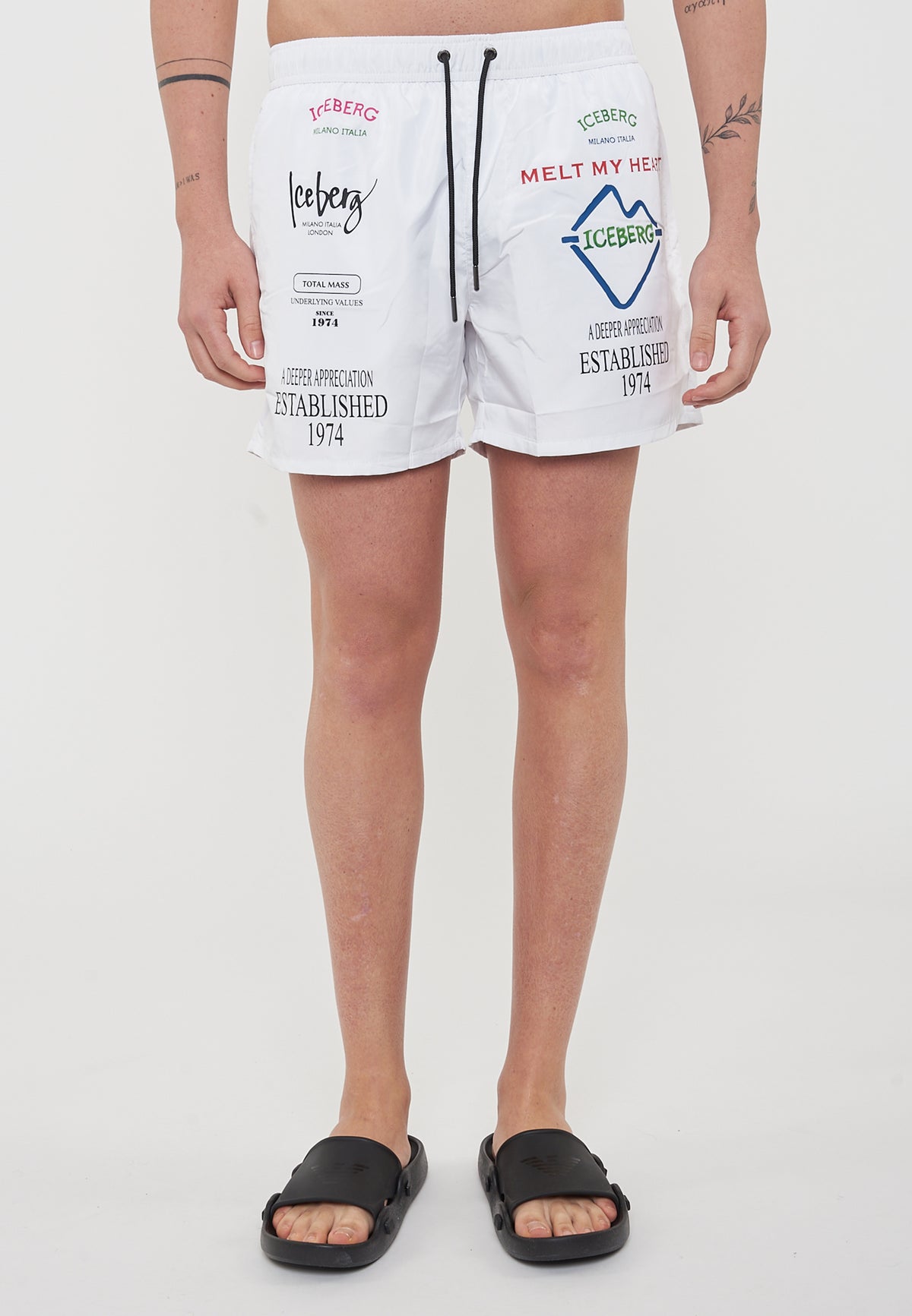 Boxer Uomo da Bagno Con Stampa White