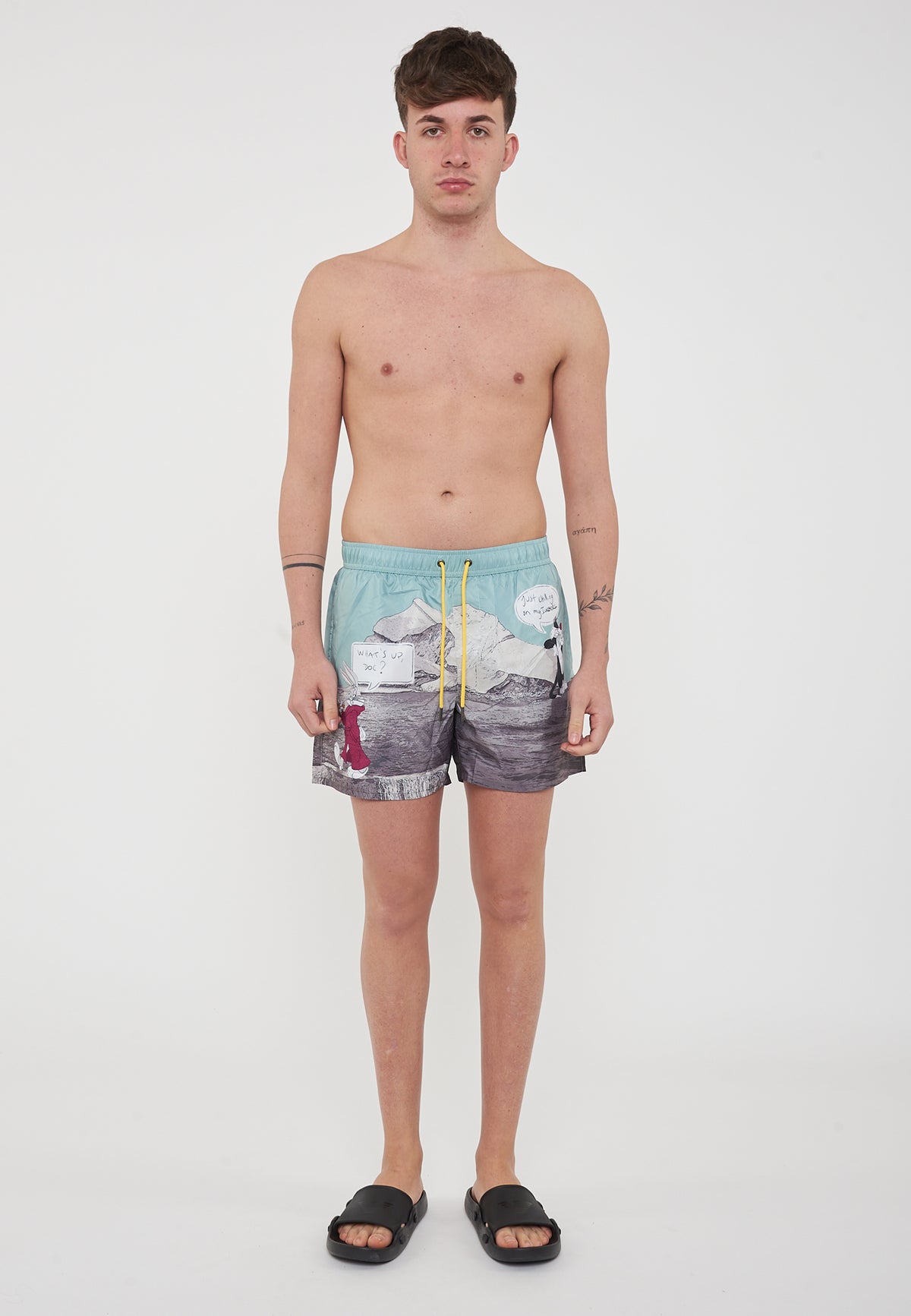 Boxer Uomo da Bagno Con Stampa Cartoon Mint