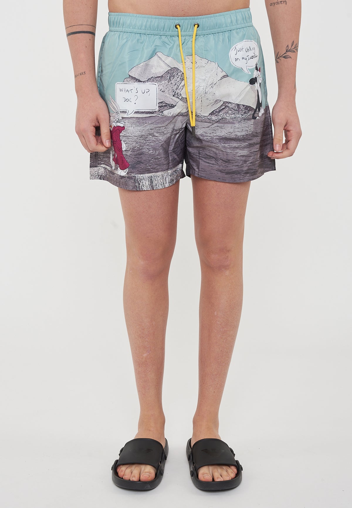 Boxer Uomo da Bagno Con Stampa Cartoon Mint