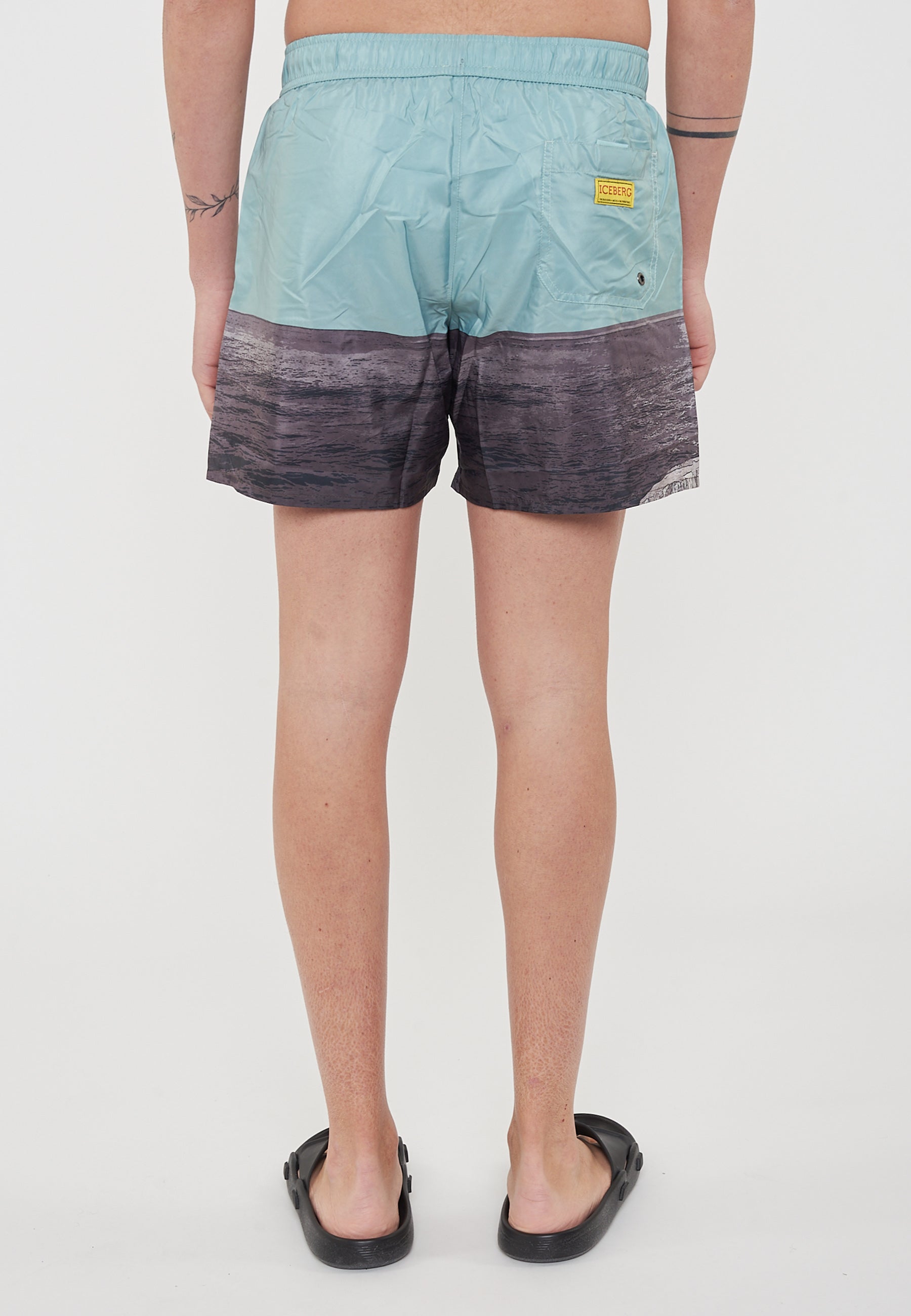 Boxer Uomo da Bagno Con Stampa Cartoon Mint