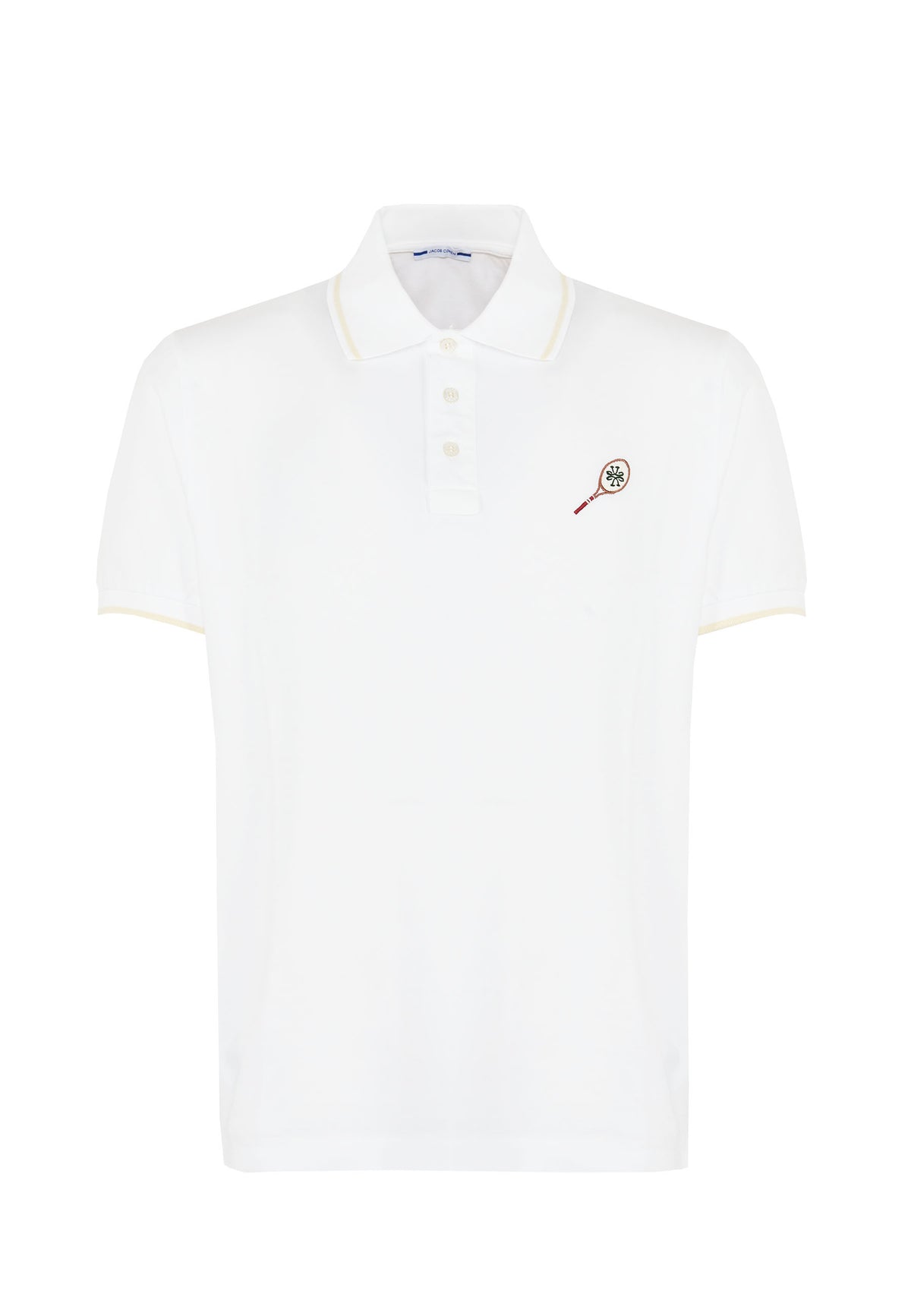 Sport Capsule Comfort Cotton Piqué Polo Shirt White with Tennis Embroidery