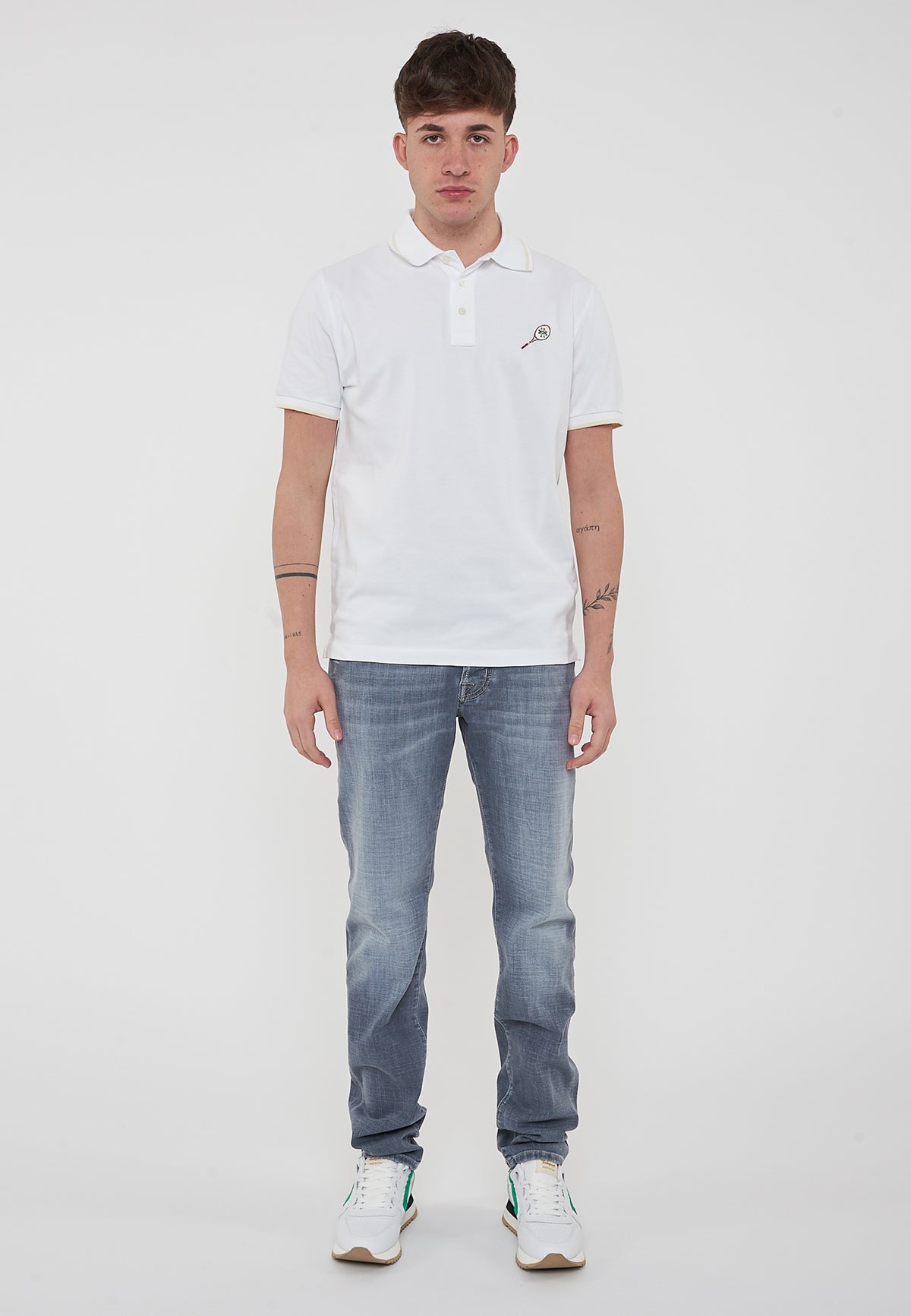 Sport Capsule Comfort Cotton Piqué Polo Shirt White with Tennis Embroidery