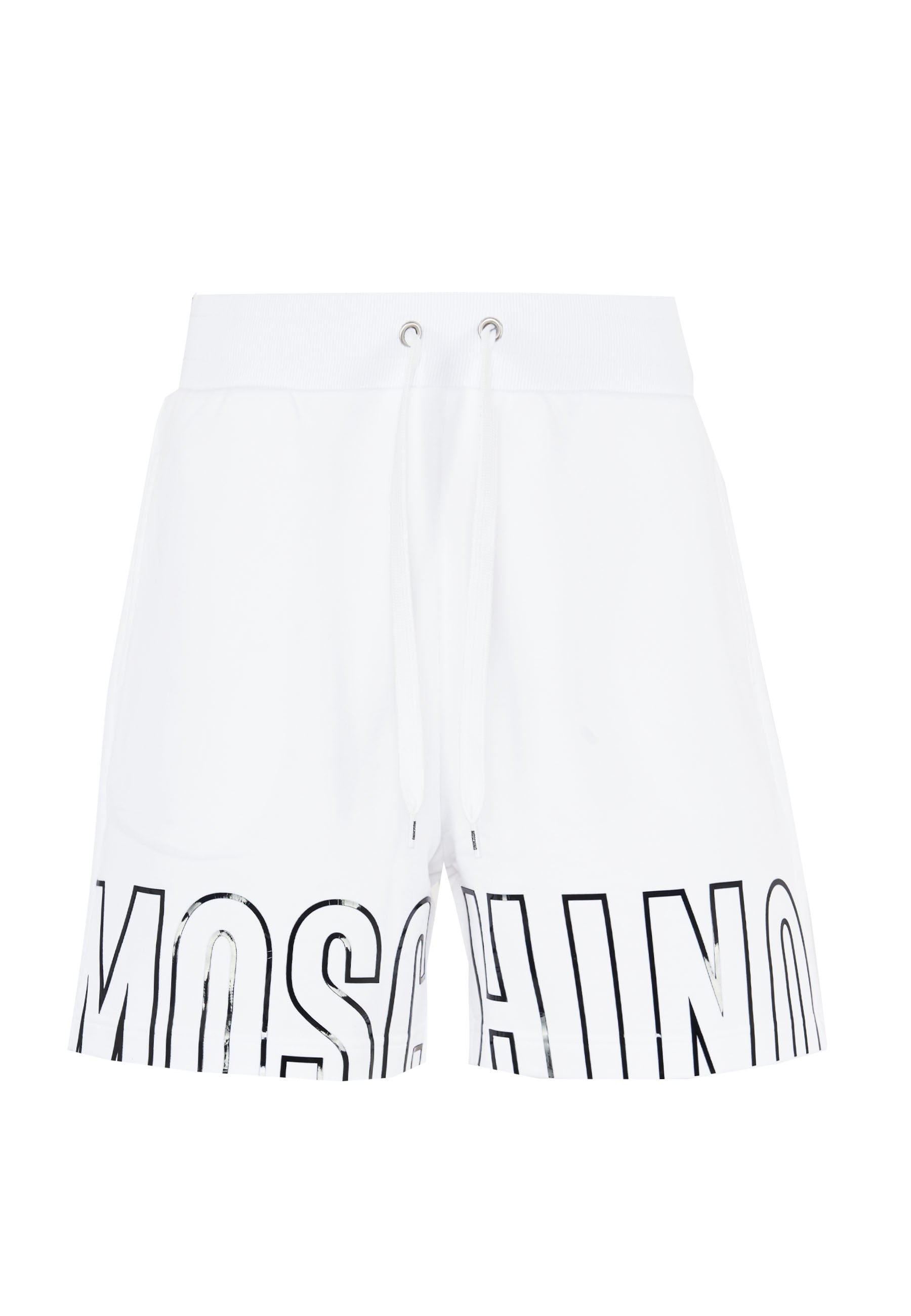 Bermuda Uomo In Felpa Con Maxi Logo Bianco