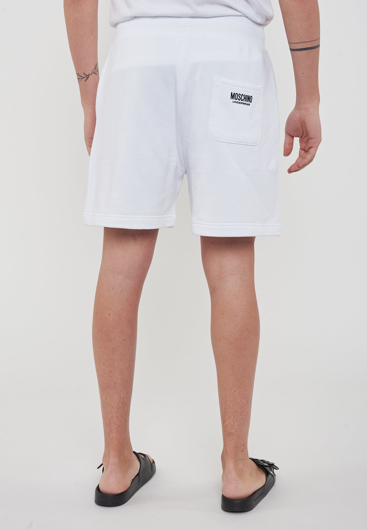 Bermuda Uomo In Felpa Con Maxi Logo Bianco