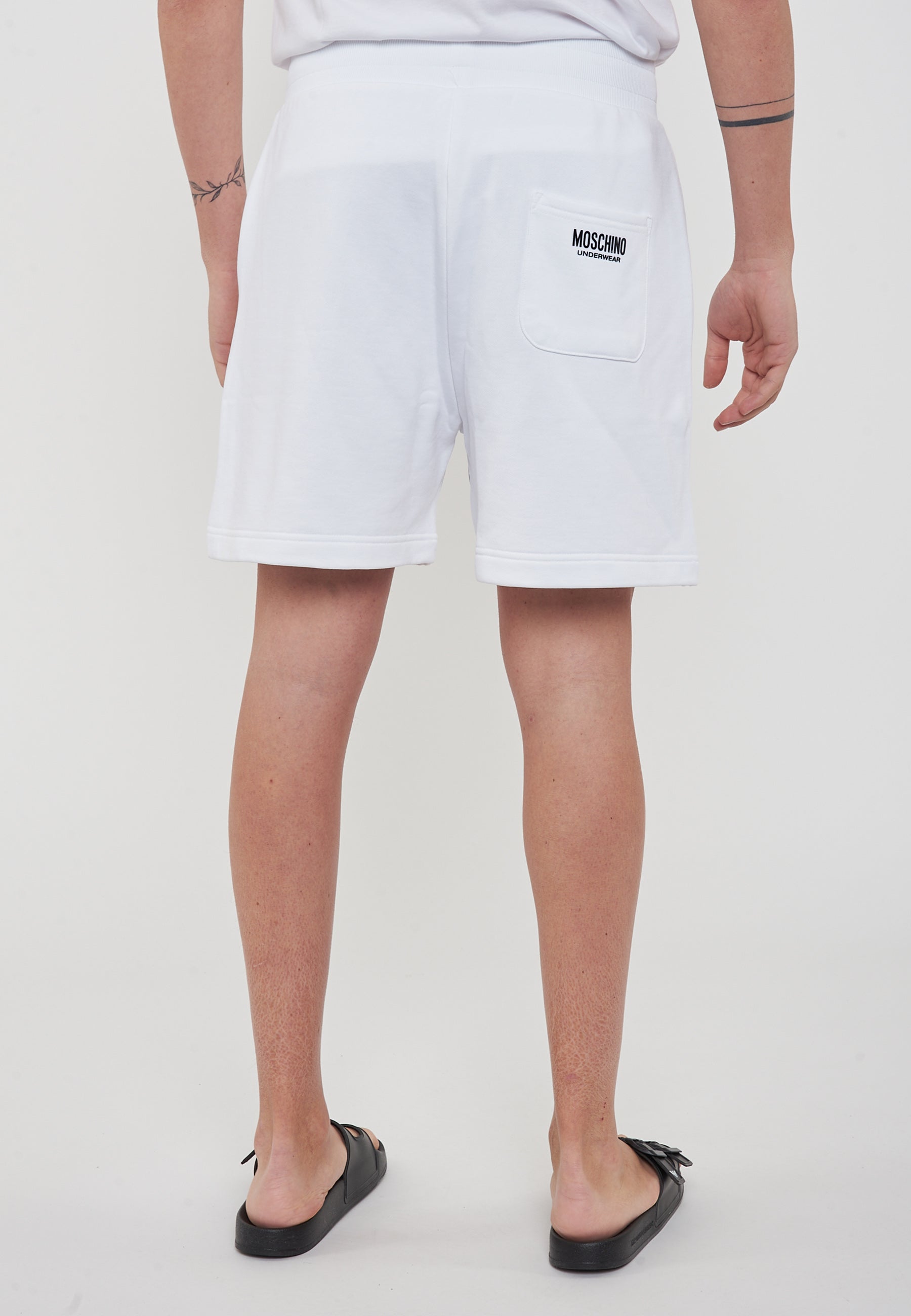 Bermuda Uomo In Felpa Con Maxi Logo Bianco