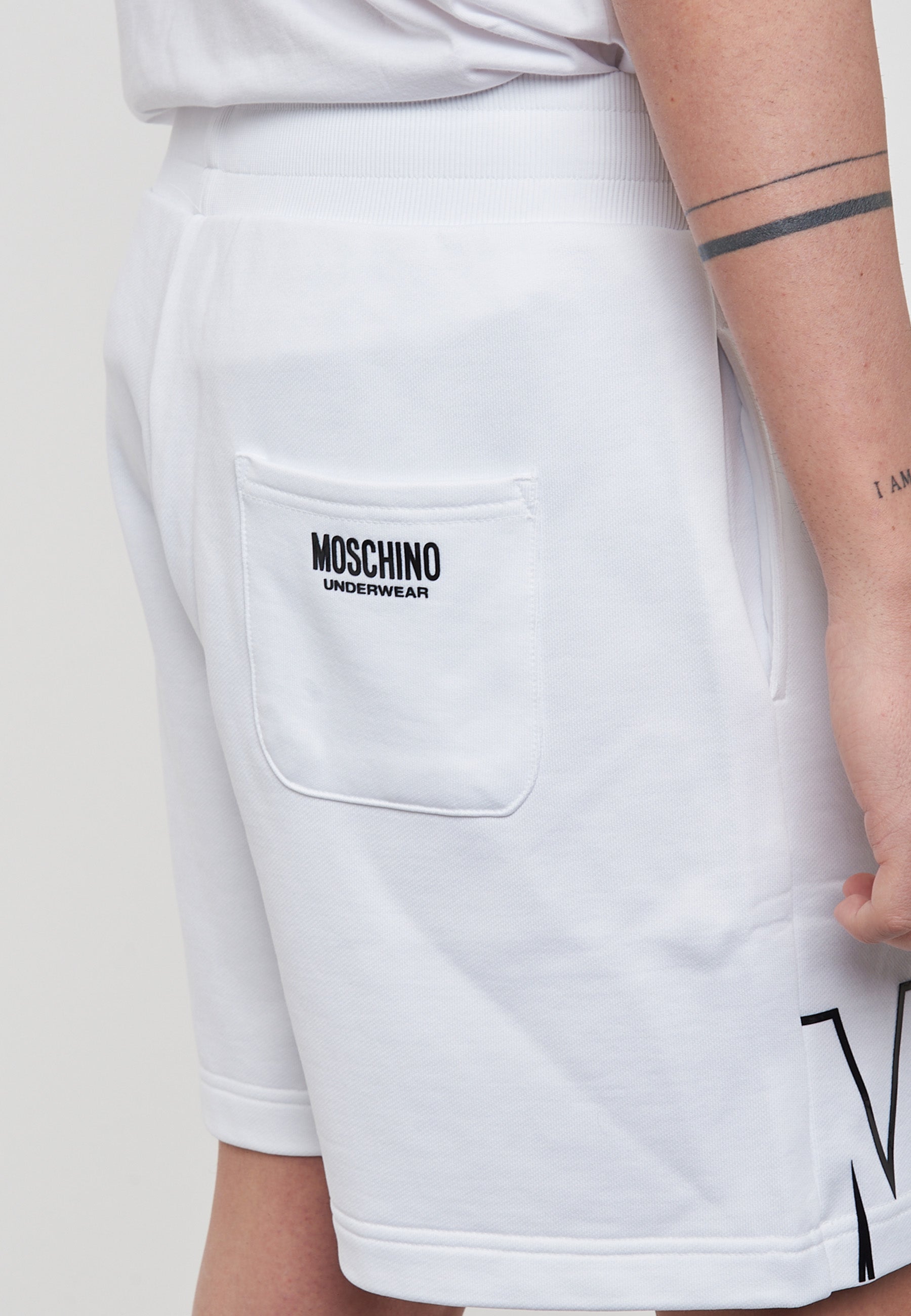 Bermuda Uomo In Felpa Con Maxi Logo Bianco