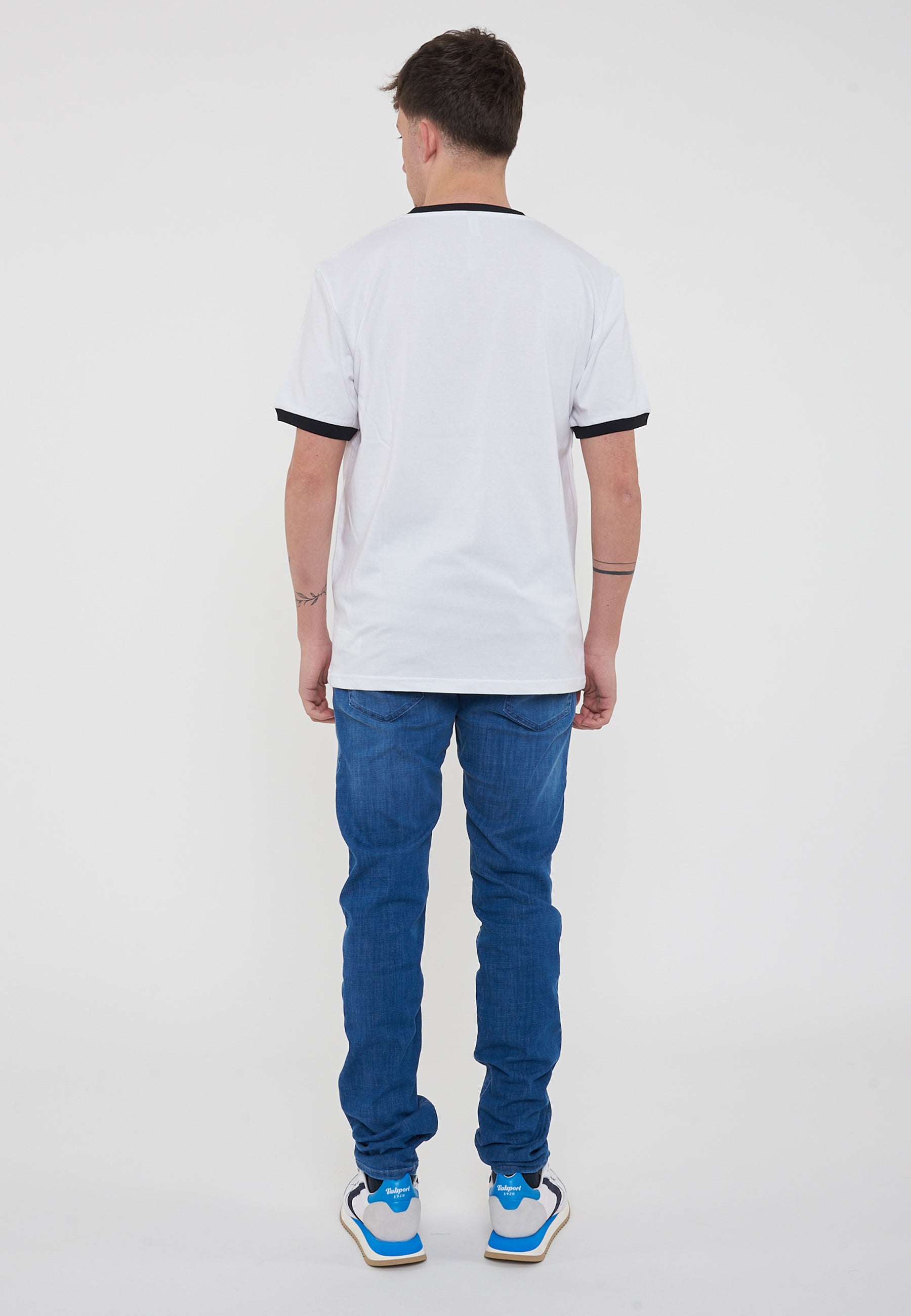 T-Shirt Uomo Tinta Unita Con Logo Bianco