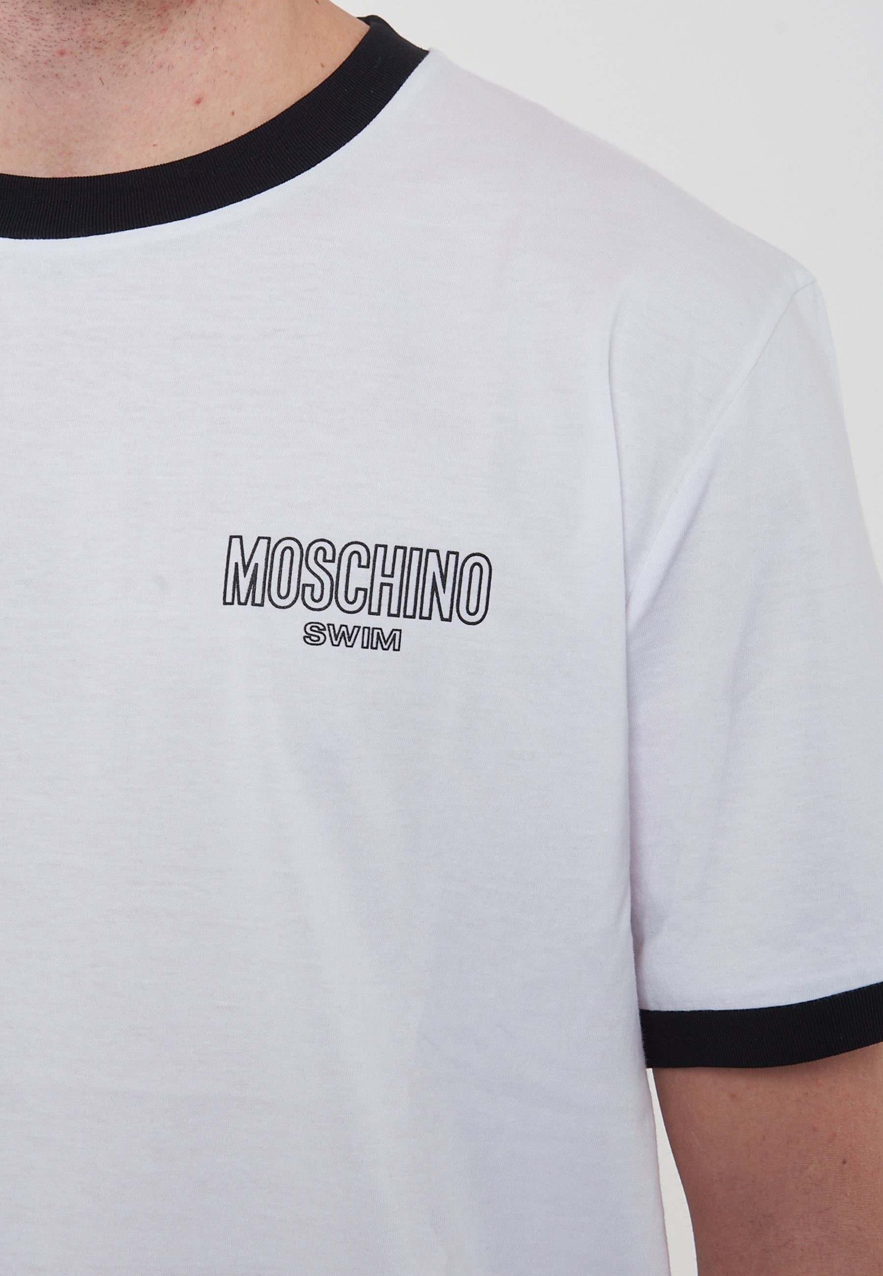 T-Shirt Uomo Tinta Unita Con Logo Bianco