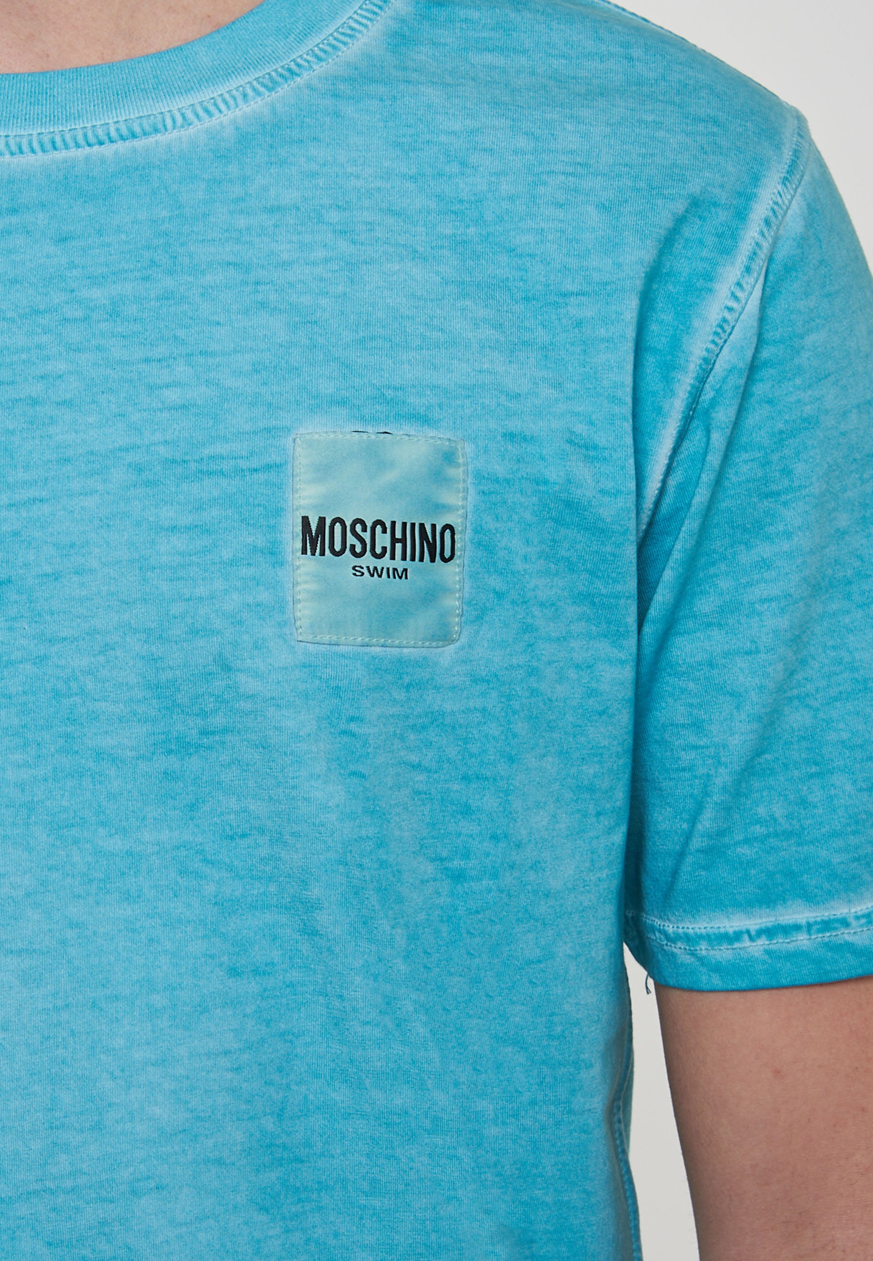 T-Shirt Uomo Tinta Unita Stone Wash Azzurro