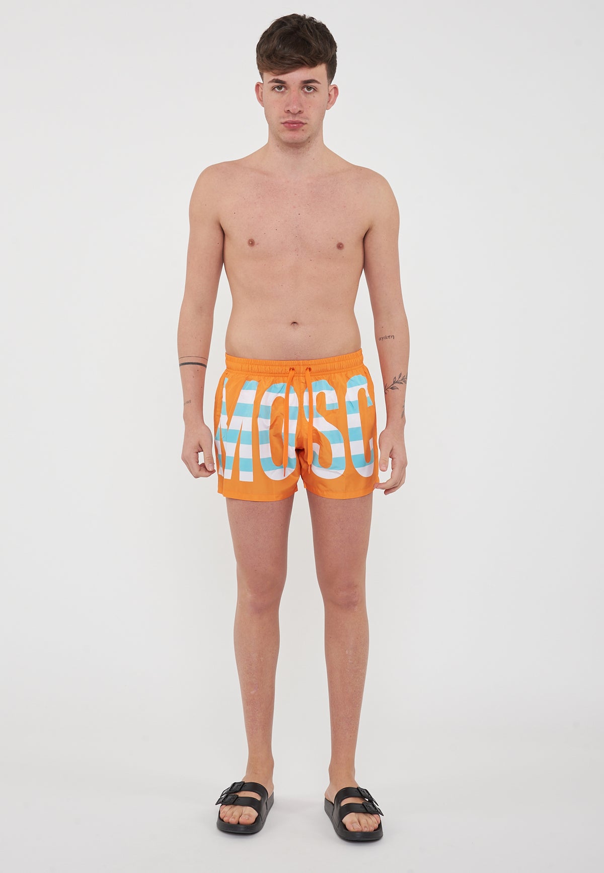 Boxer Mare Striped Lettering Logo Arancione