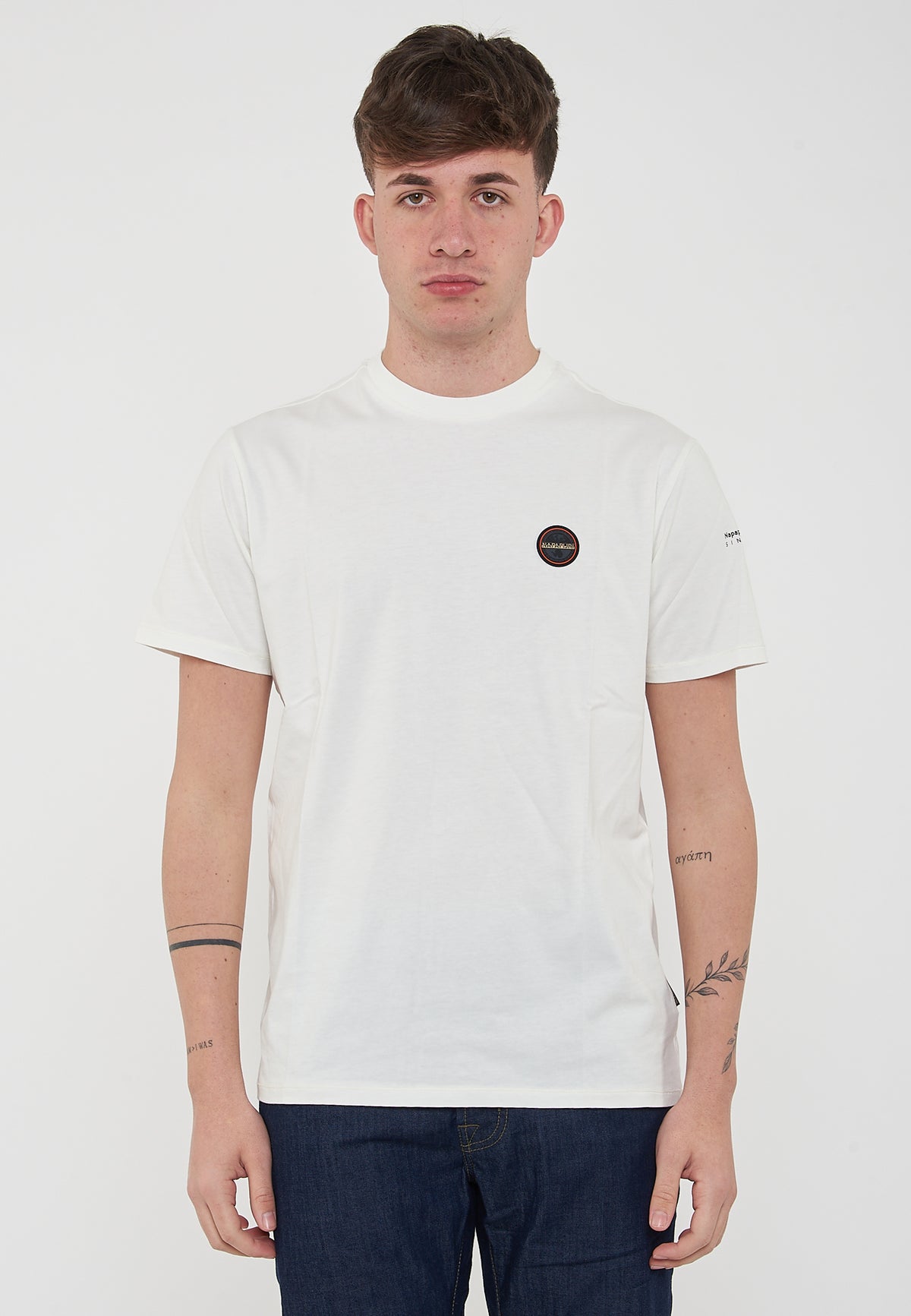 T-Shirt a Maniche Corte Badge White Heron
