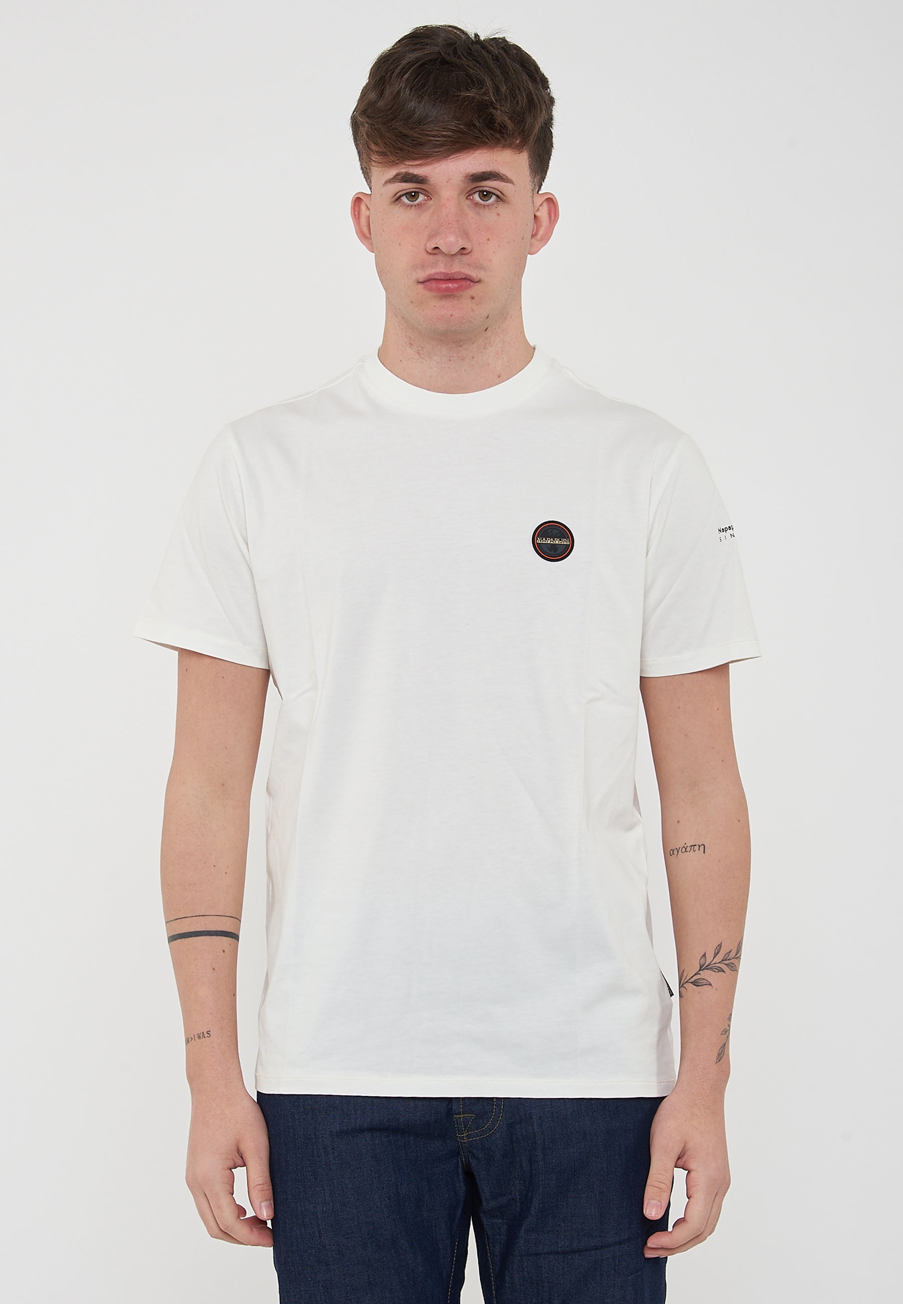 T-Shirt a Maniche Corte Badge White Heron