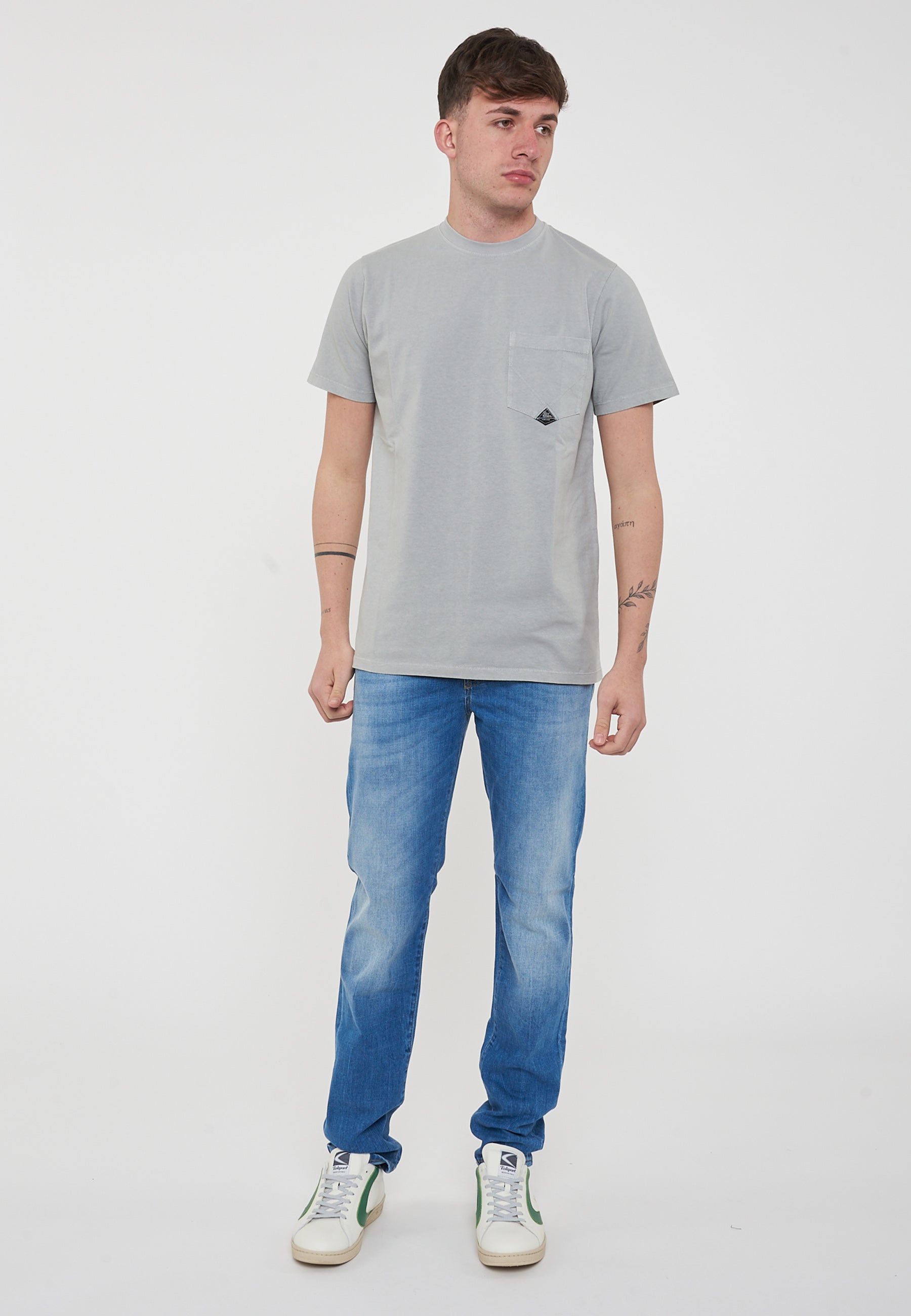 T-shirt Pocket In Jersey Steel