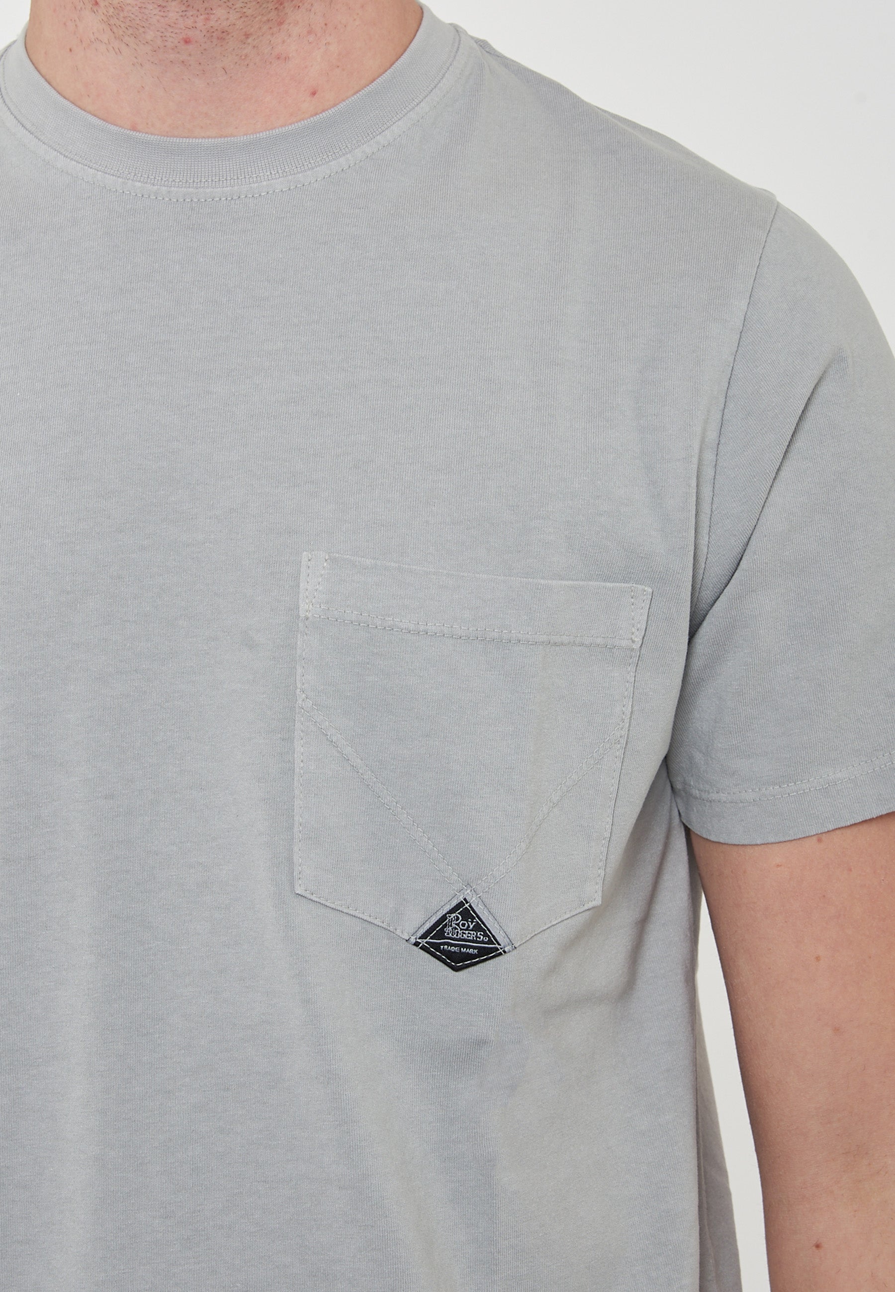 T-shirt Pocket In Jersey Steel