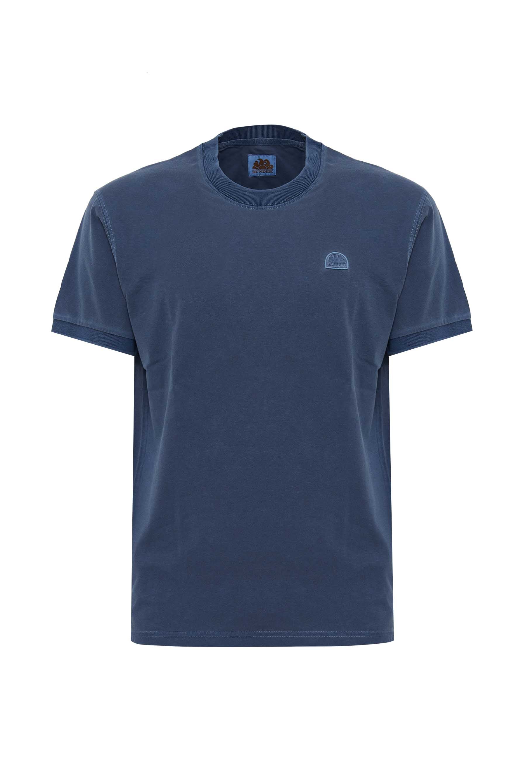 T-Shirt New Dey Girocollo Tinto Capo Con Logo Navy 01