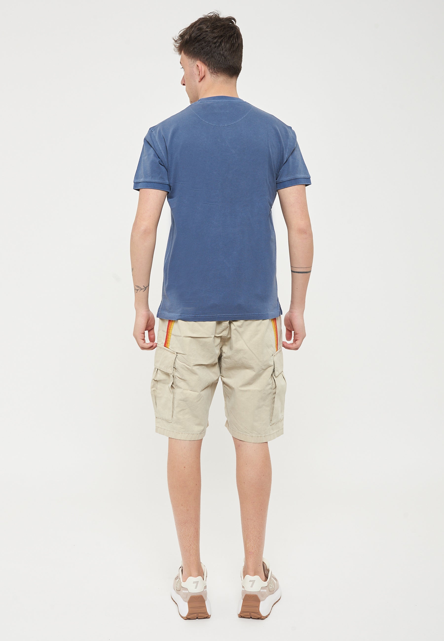 T-Shirt New Dey Girocollo Tinto Capo Con Logo Navy 01