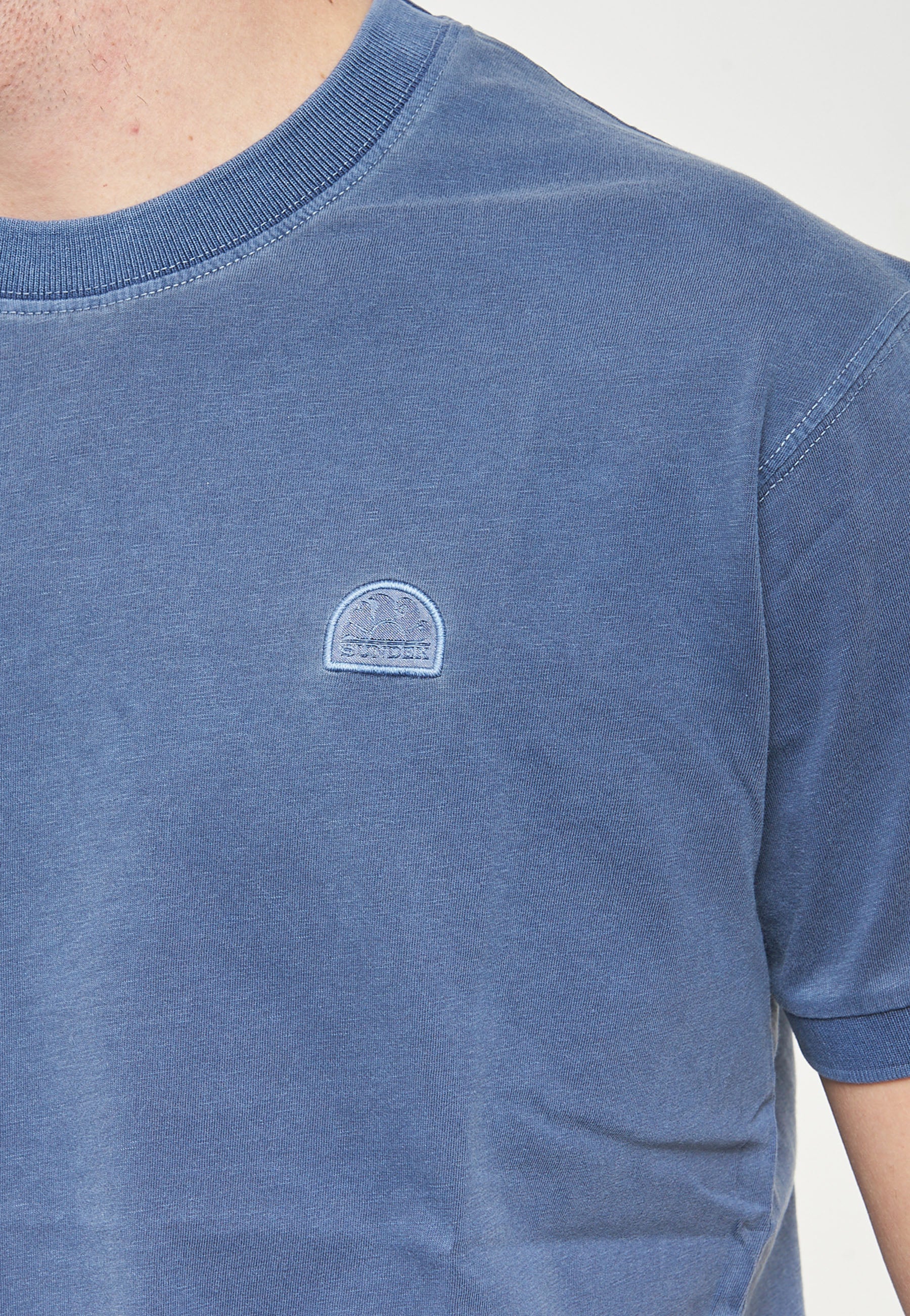 T-Shirt New Dey Girocollo Tinto Capo Con Logo Navy 01