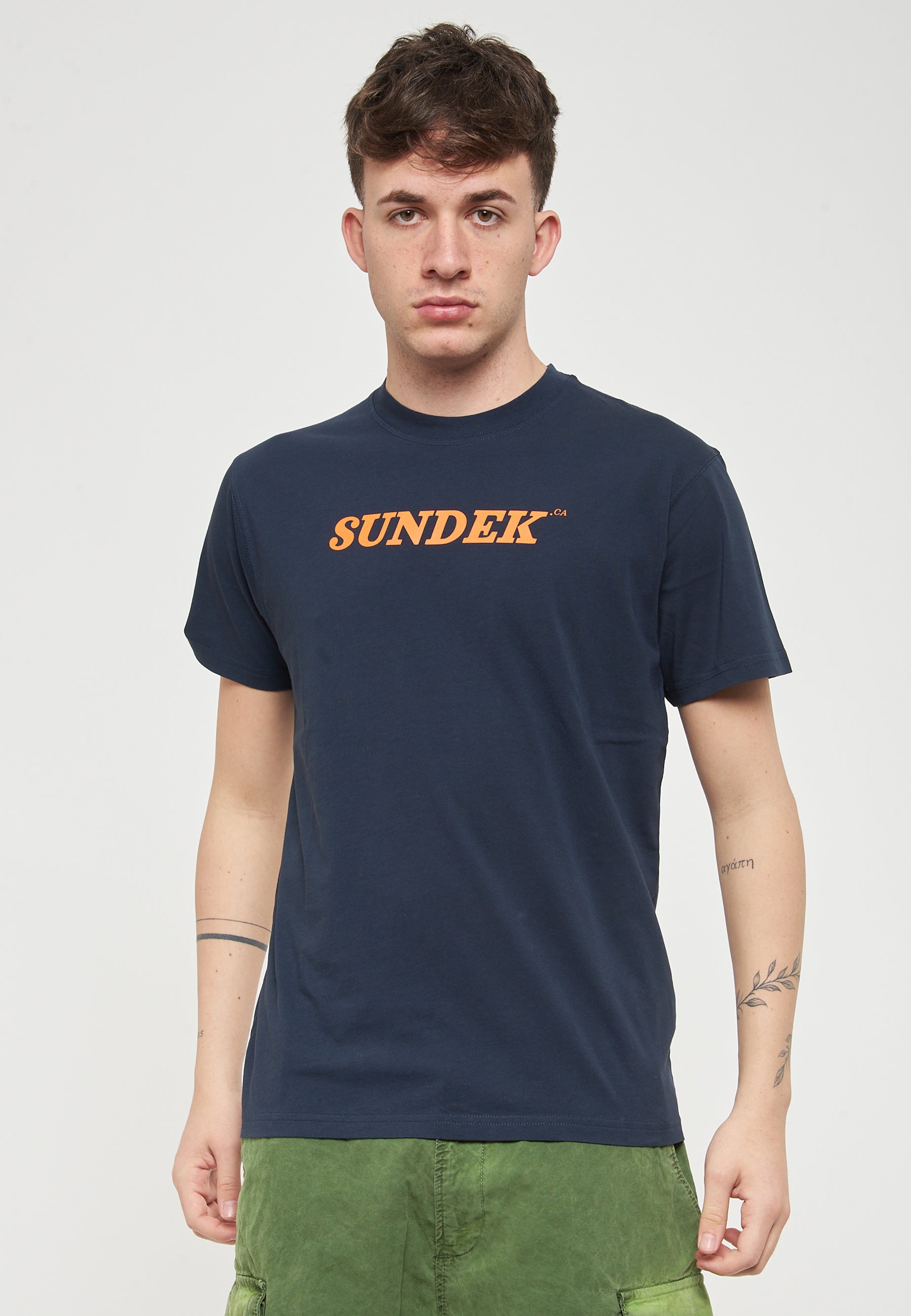 T-Shirt Girocollo Con Logo Navy 02