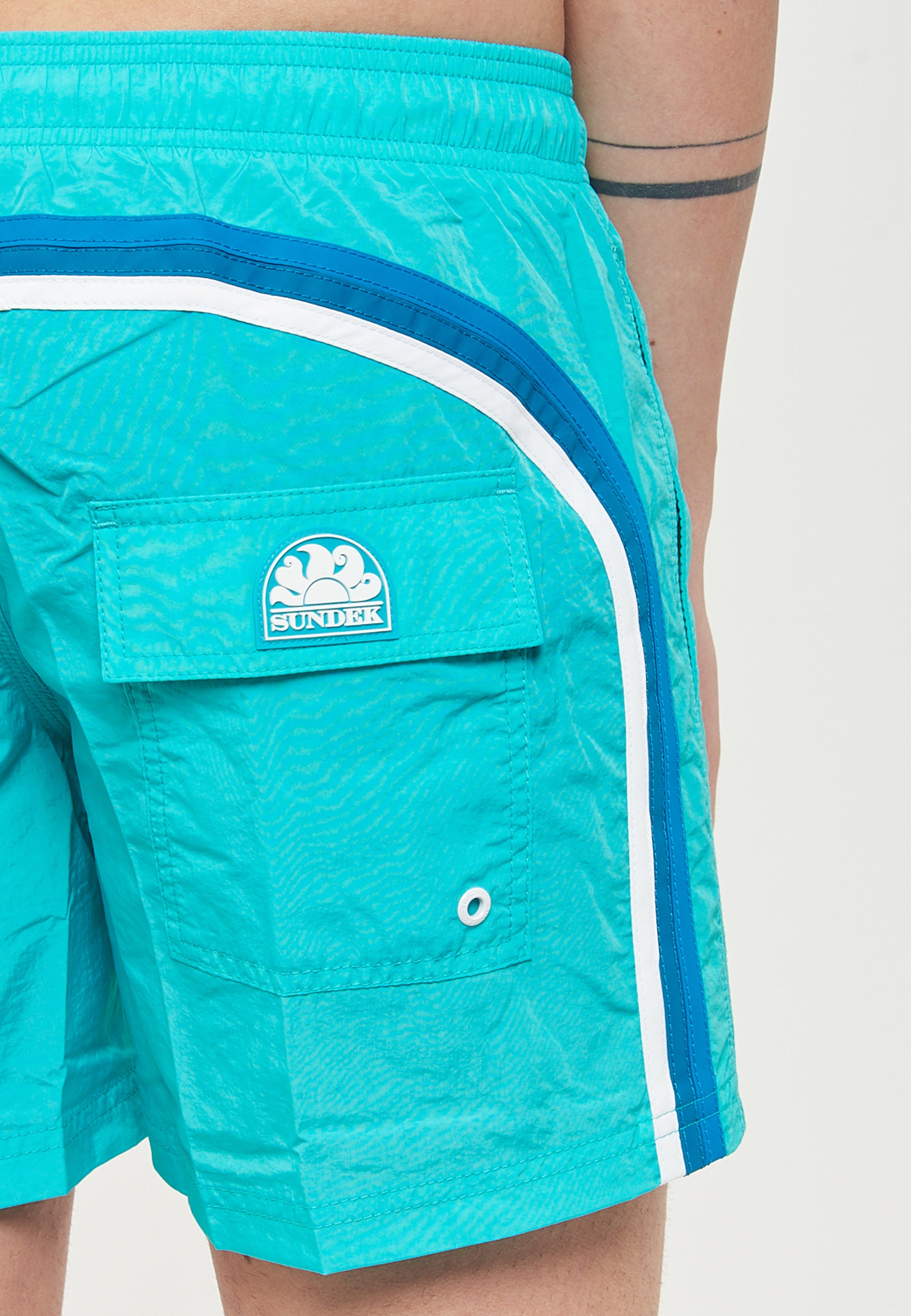 Costume Da Bagno Corto Vita Elasticata Crinkled Seabreeze